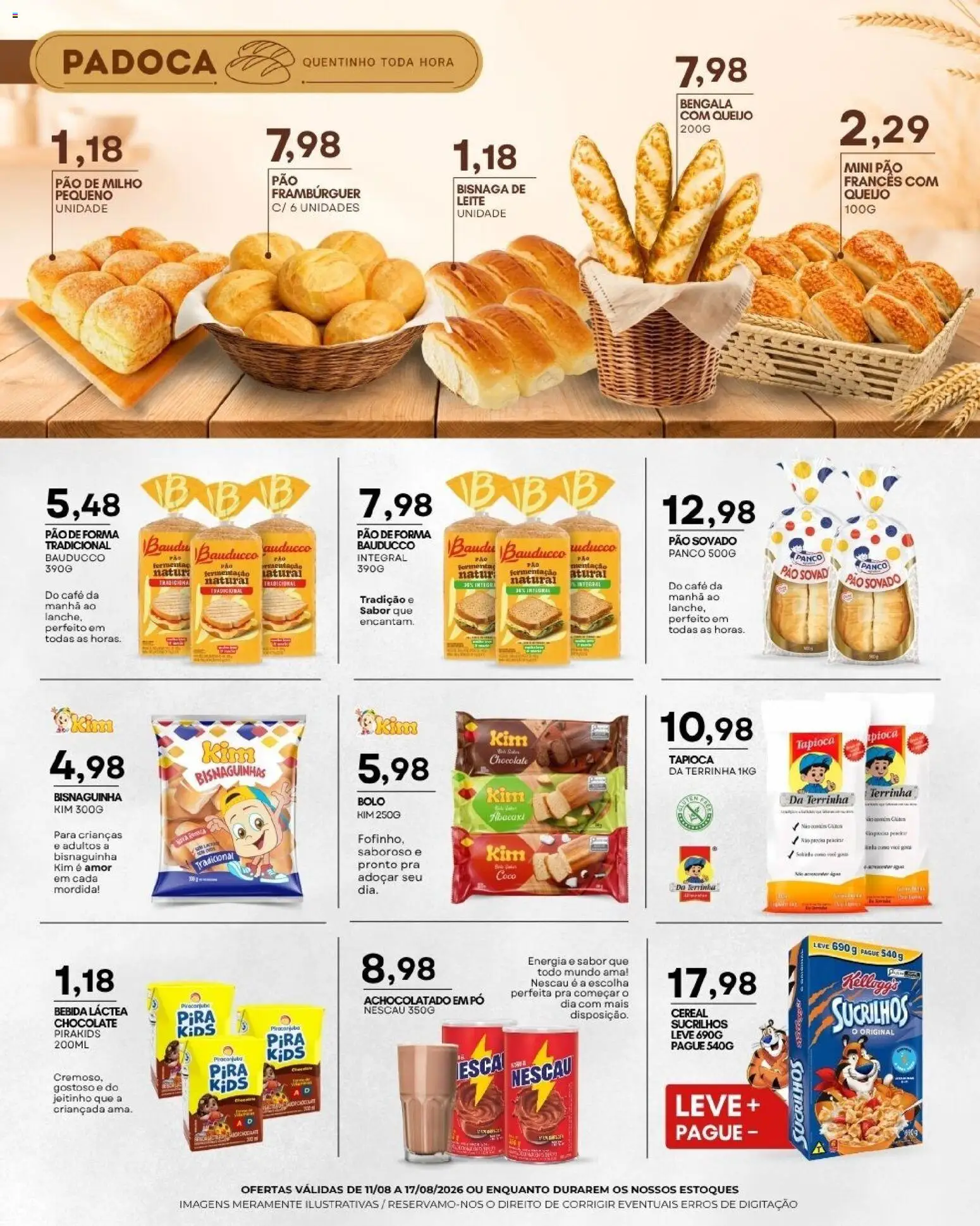 Mercadão Atacadista Folheto - válido de 11/08/2026 | Página: 7 | Produtos: Tapioca, Pão, Pão de forma, Bebida