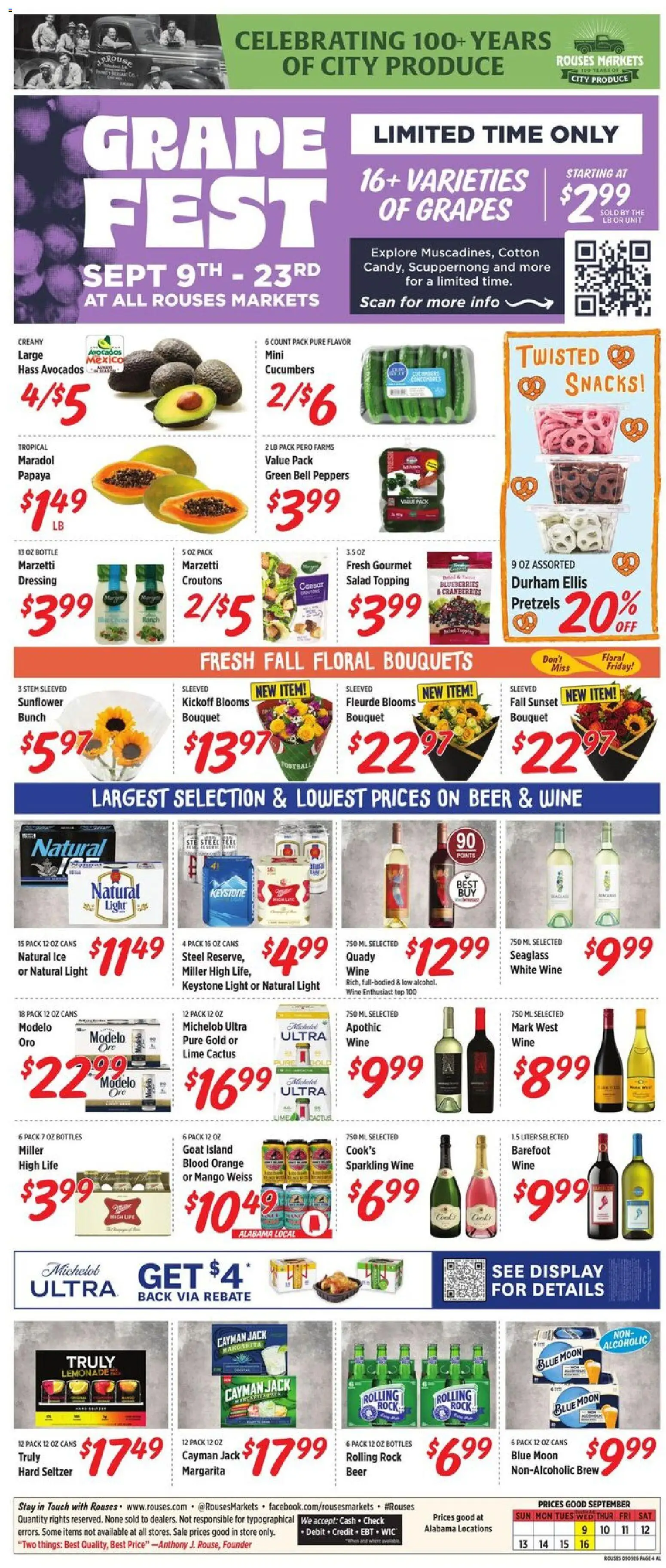 Rouses Weekly Ad - valid from 09/09/2026 | Page: 8 | Products: White wine, Cranberries, Mango, Lime