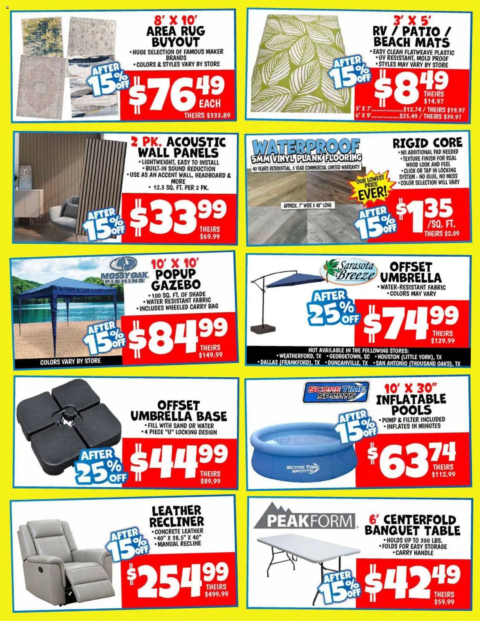 Ollie's Ad - valid from 07/01/2026 | Page: 4 | Products: Pump, Recliner, Water, Umbrella