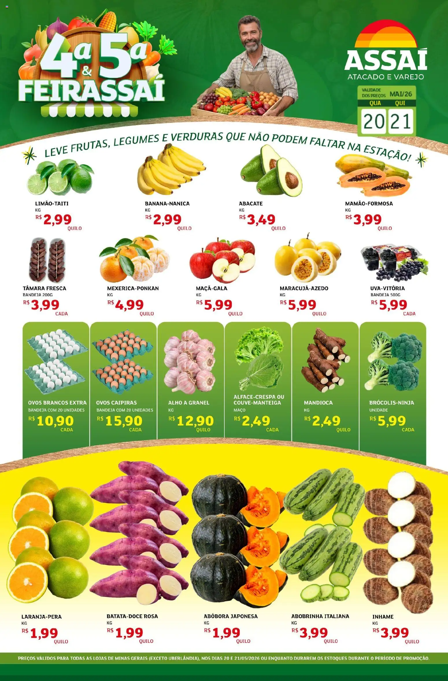 Assaí Atacadista Folheto - válido de 20.05.2026 | Página: 1 | Produtos: Alho, Inhame, Mandioca, Bandeja