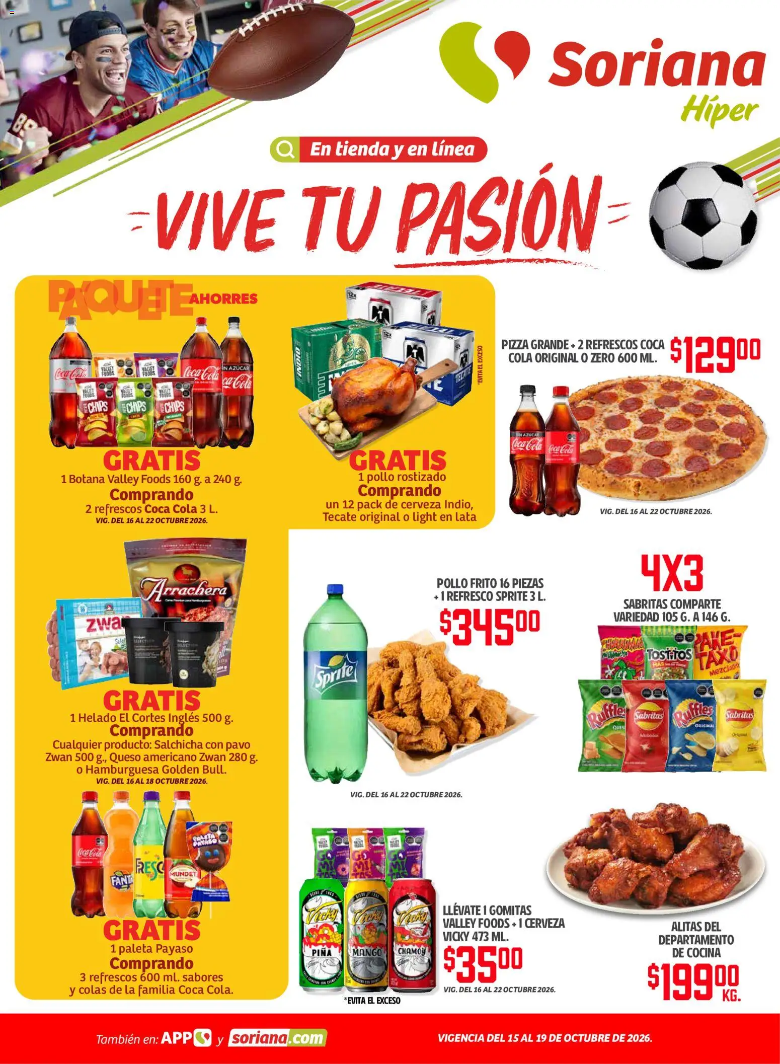 Nuevas ofertas de Soriana válidas en toda la República Mexicana desde el 15/10/2026. ¡Encuentra las mejores ofertas en Soriana folleto Vive tu pasión! | Página: 1
