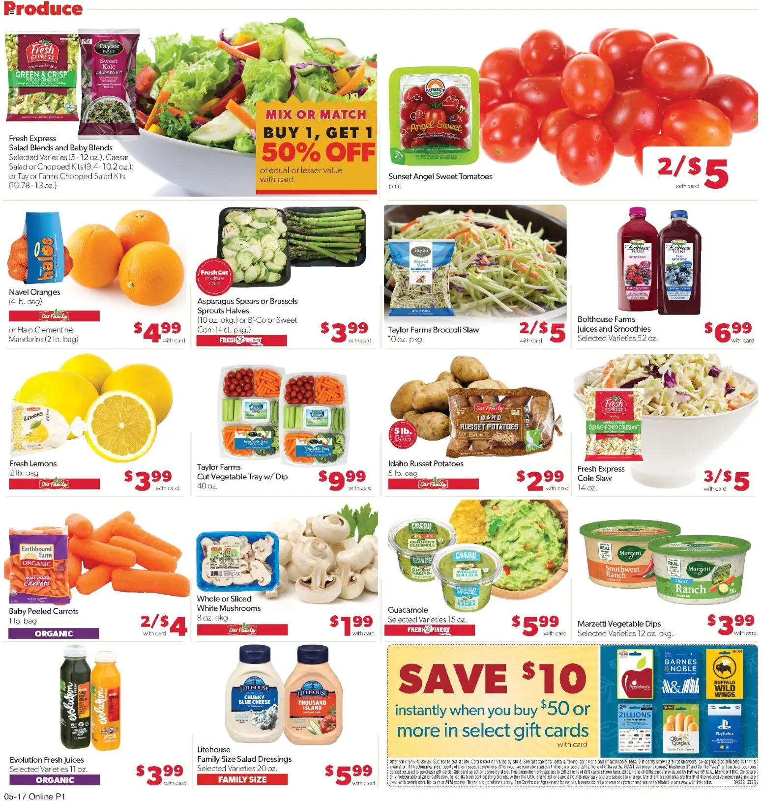 Family Fare Weekly Ad - MN - valid from 17.05.2026 | Page: 6 | Products: Broccoli, Mandarins, Brussels Sprouts, Salad