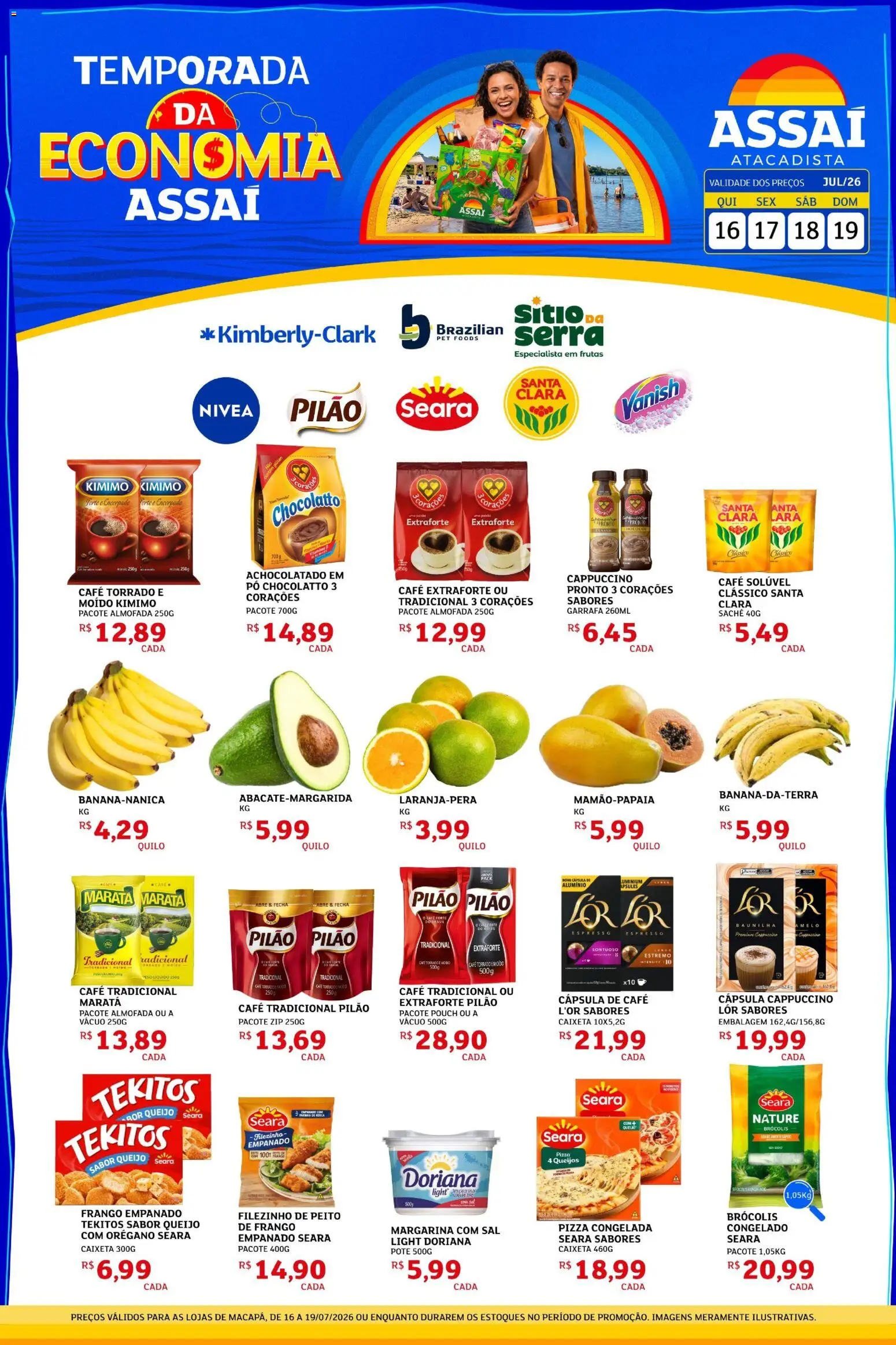 Assaí Atacadista Folheto - válido de 16/07/2026 | Página: 1 | Produtos: Pizza congelada, Baunilha, Doriana, Café
