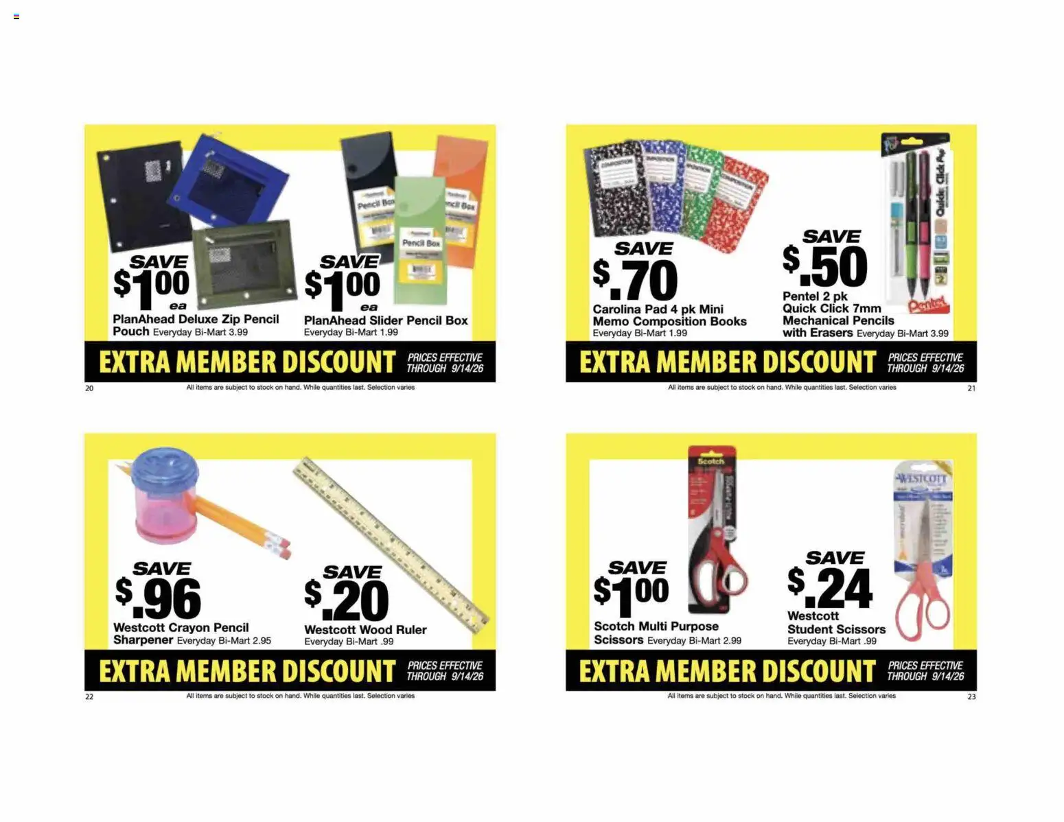 Bi-Mart Extra Member Discount Book - valid from 08/24/2026 | Page: 7 | Products: Box, Pencil, Books, Pencil sharpener