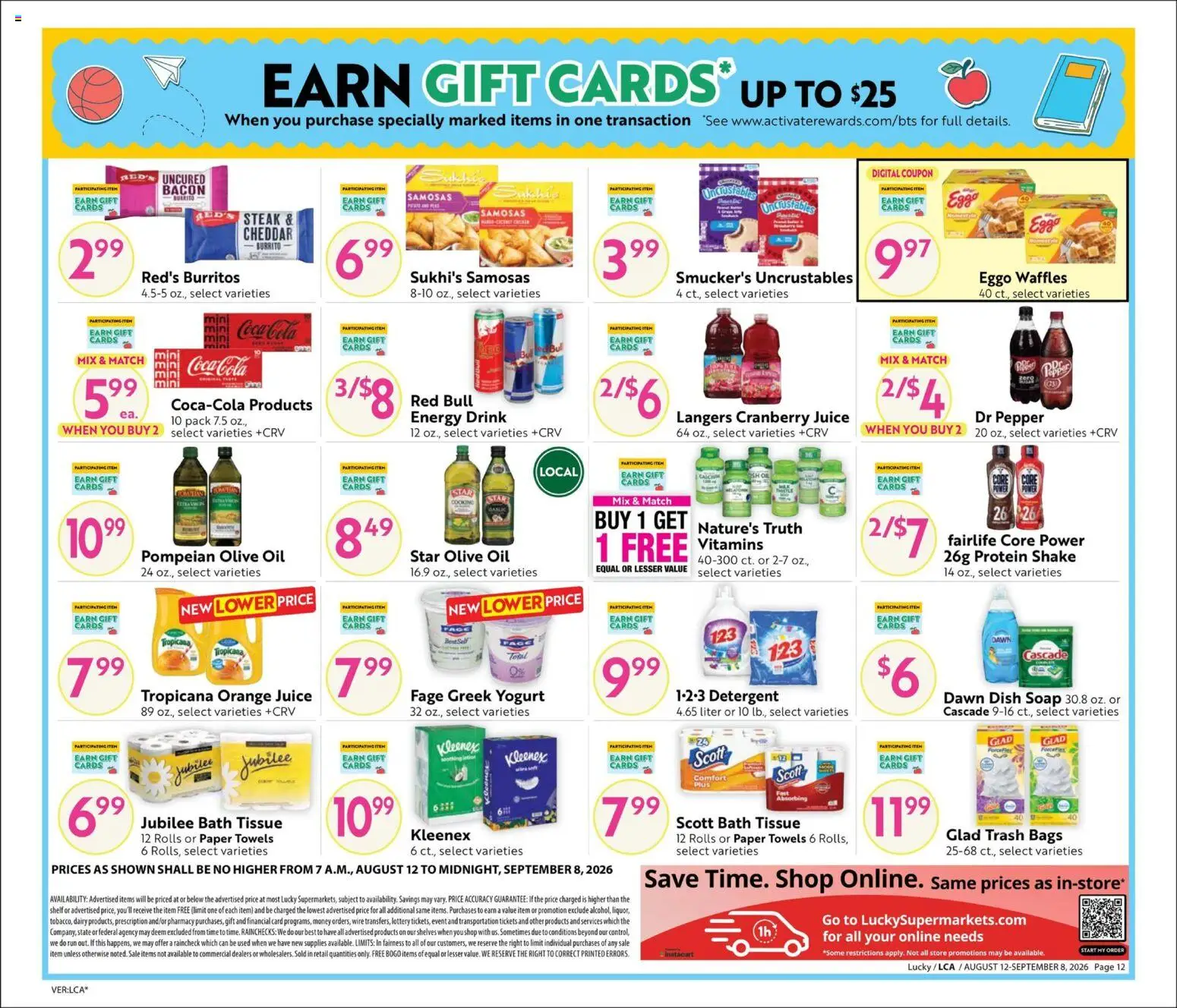 Lucky Supermarkets Big Book of Savings - valid from 08/12/2026 | Page: 12 | Products: Shelf, Soap, Bacon, Steak