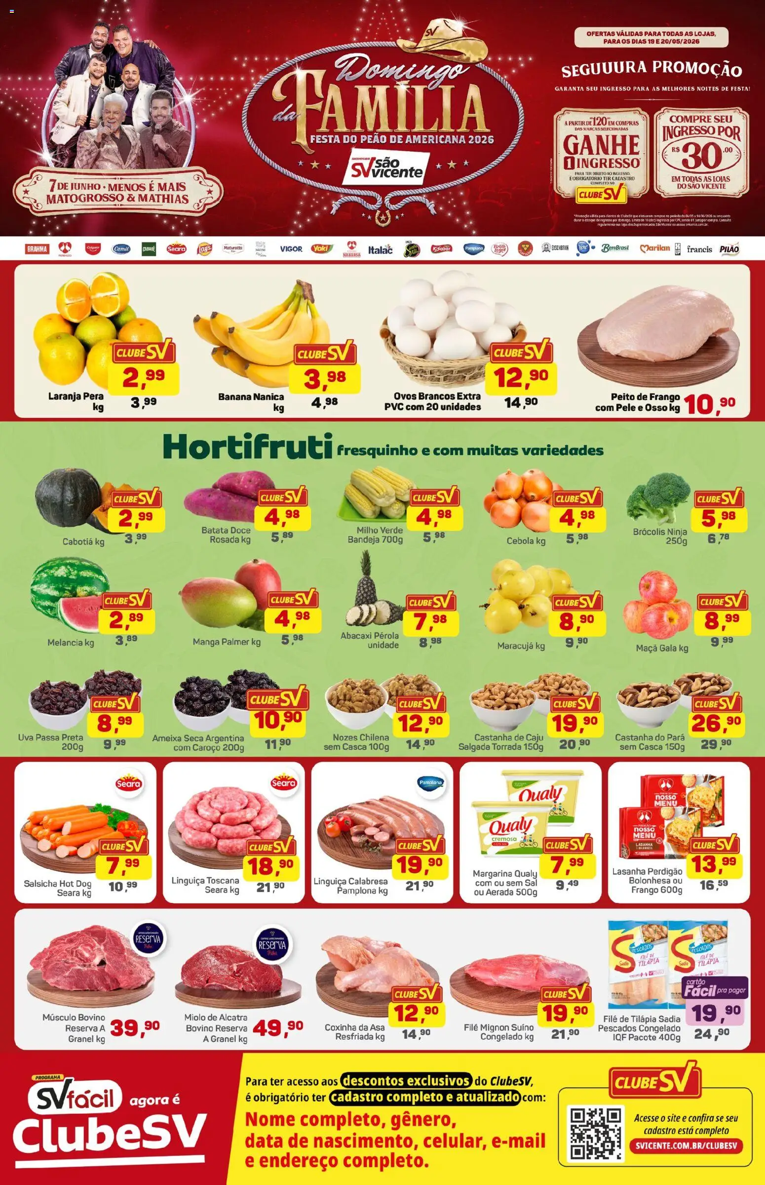 Supermercados São Vicente Folheto - válido de 19.08.2026 | Página: 1 | Produtos: Alcatra, Lasanha, Batata, Filé de tilápia