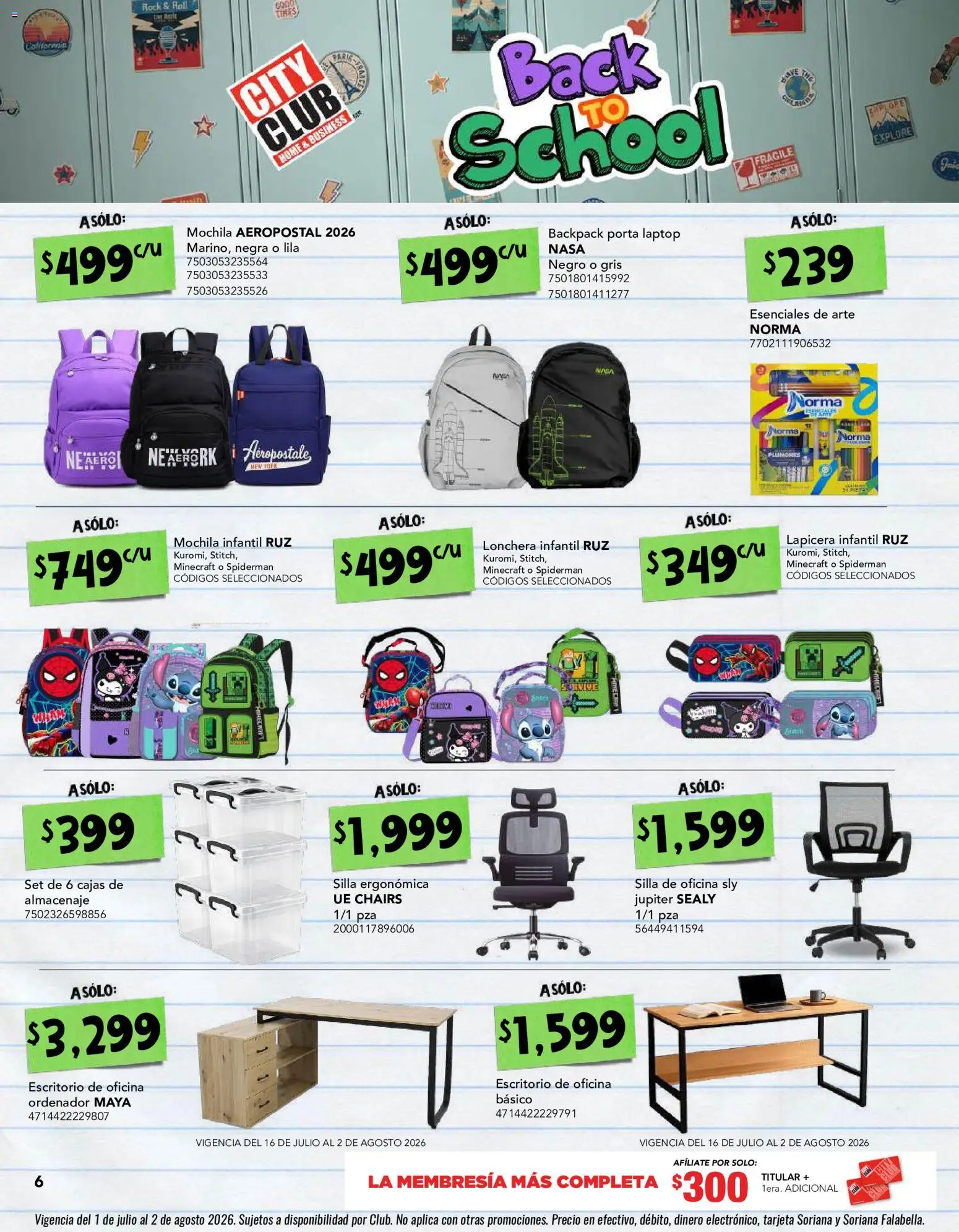 Nuevas ofertas de City Club válidas en toda la República Mexicana desde el 01/07/2026. ¡Encuentra las mejores ofertas en City Club catálogo! | Página: 6 | Productos: Mochila, Silla, Escritorio