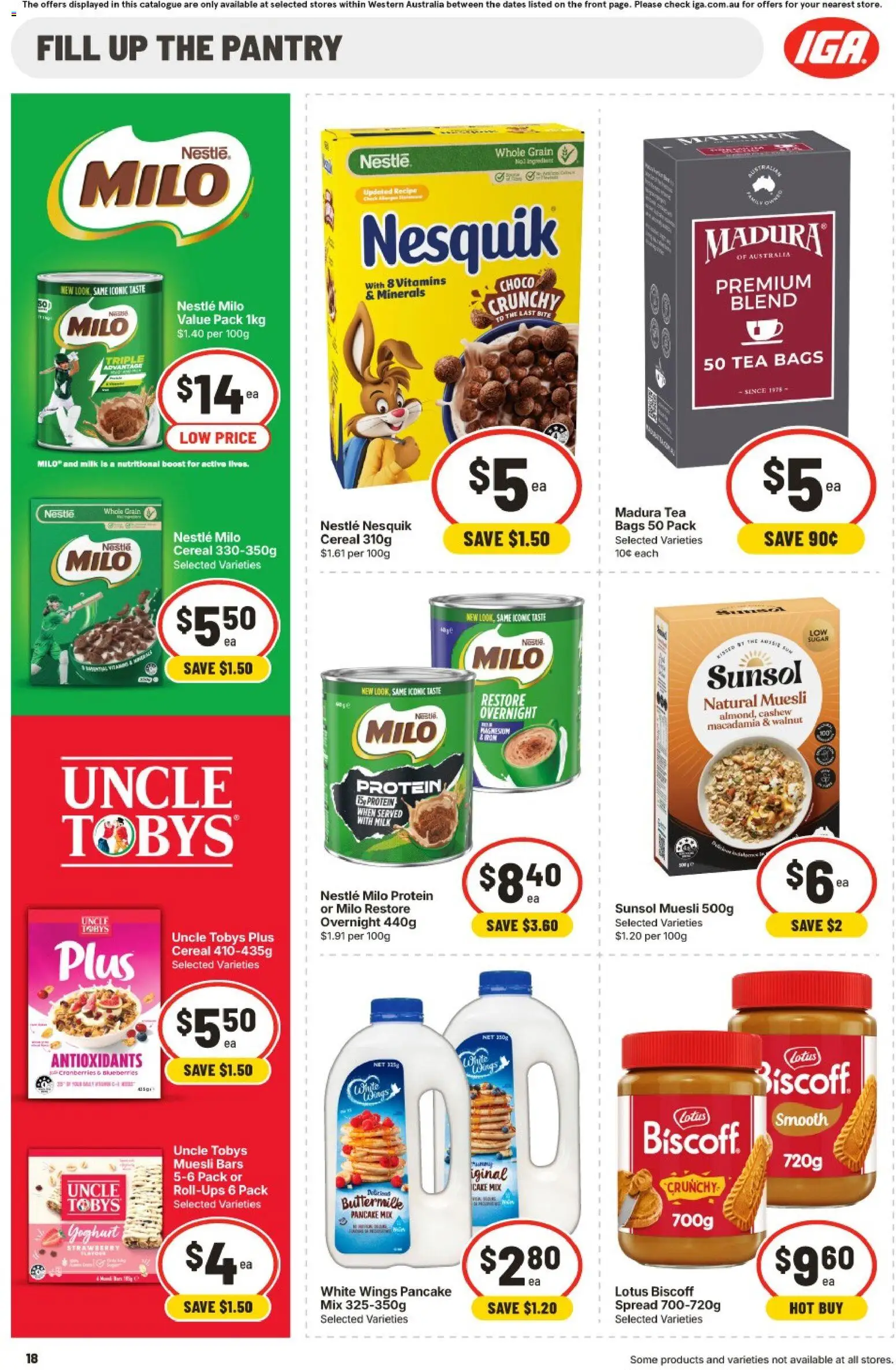 IGA catalogue - valid from 30/09/2026 | Page: 18 | Products: Milk, Tea, Cereal, Muesli