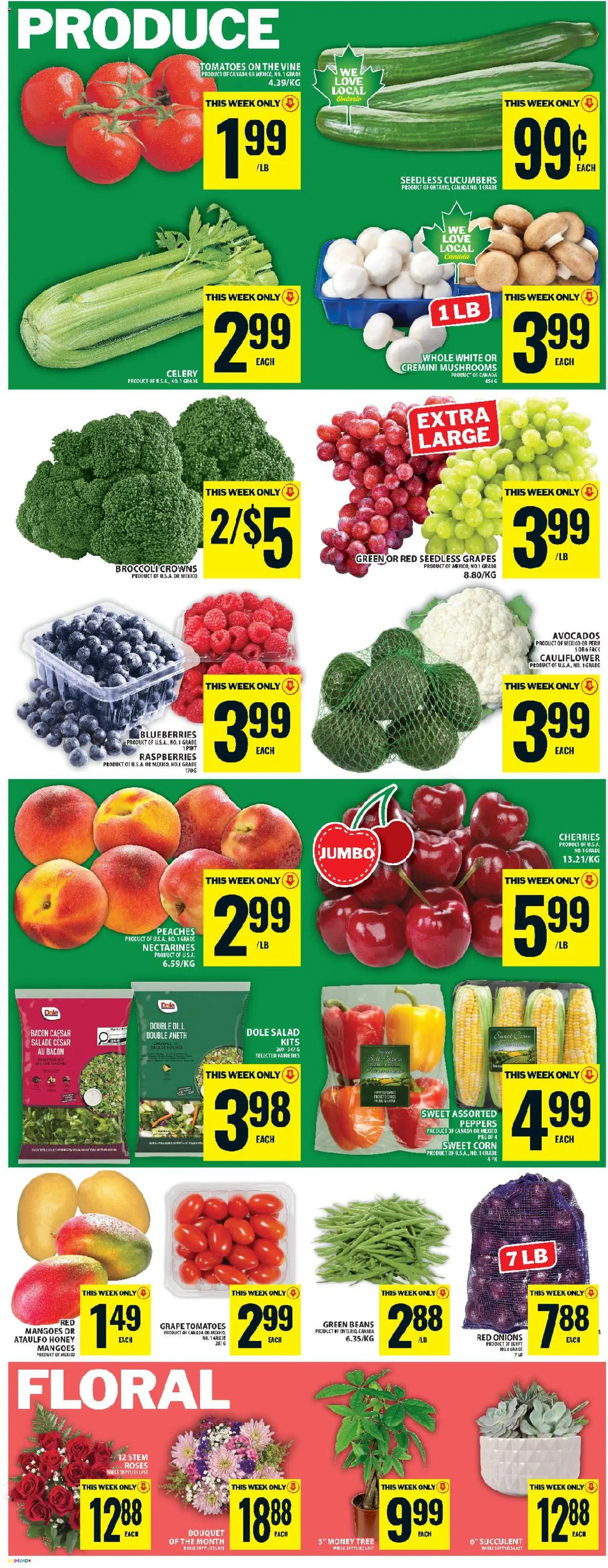 Food Basics flyer valid from 11.06.2026 | Page: 8 | Products: Cucumbers, Salad, Tomatoes