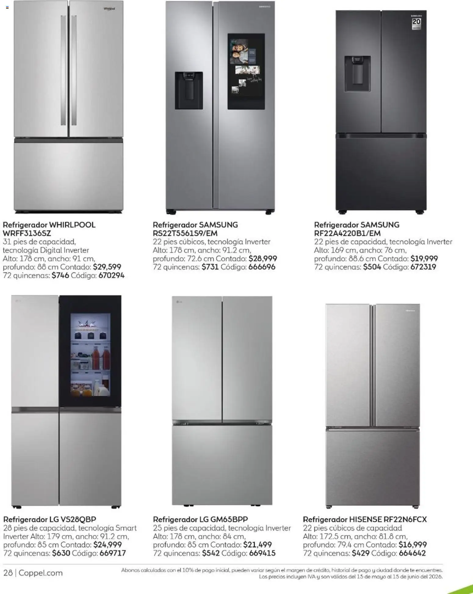 Nuevas ofertas de Coppel válidas en toda la República Mexicana desde el 01.05.2026. ¡Encuentra las mejores ofertas en Coppel catálogo Ganamos! | Página: 28 | Productos: Refrigerador, Té