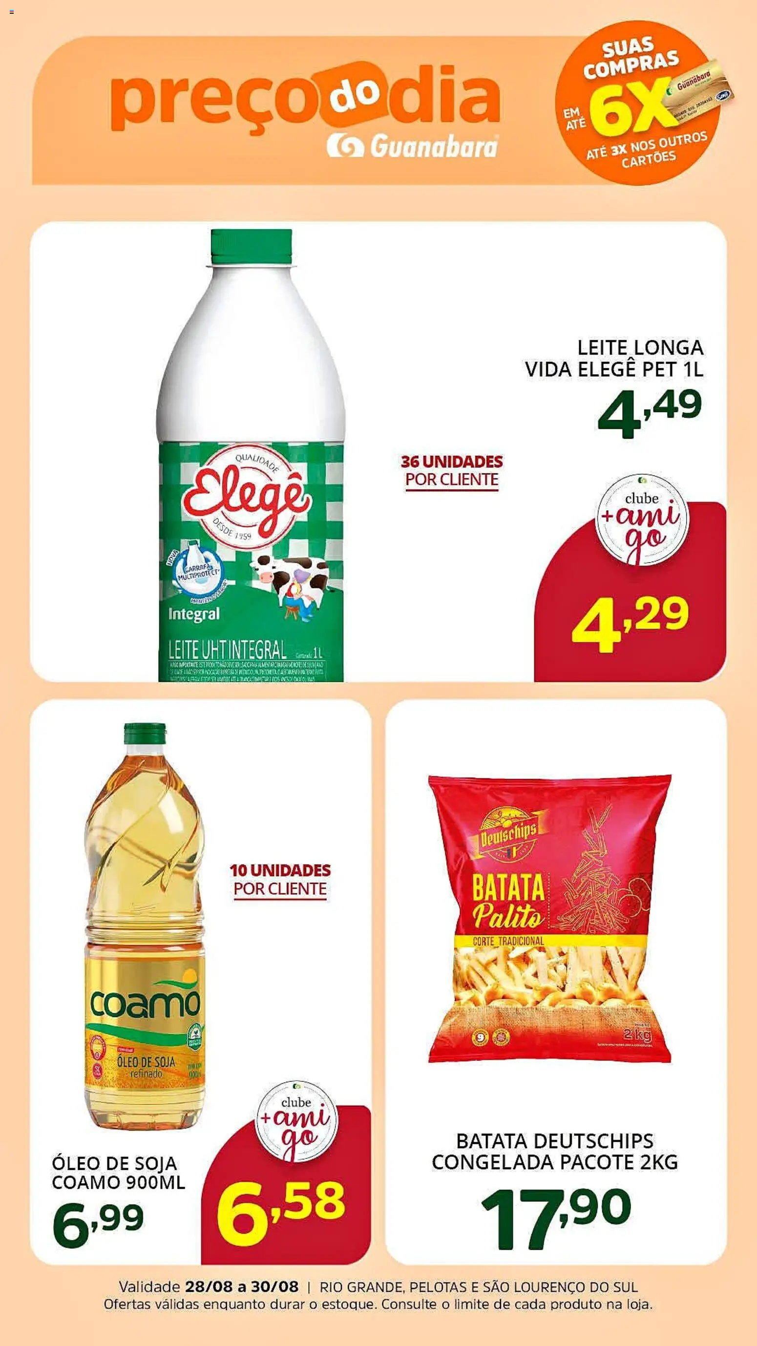 Supermercado Guanabara Folheto - válido de 28/08/2026 | Página: 3 | Produtos: Leite, Óleo, Batata, Soja