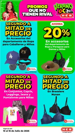 Vista previa de H-E-B folleto, nuevo folleto de la tienda, válido en México a partir del 10/07/2026 | Página: 18 | Productos: Pantalones, Lentes, Ropa, Lentes de sol