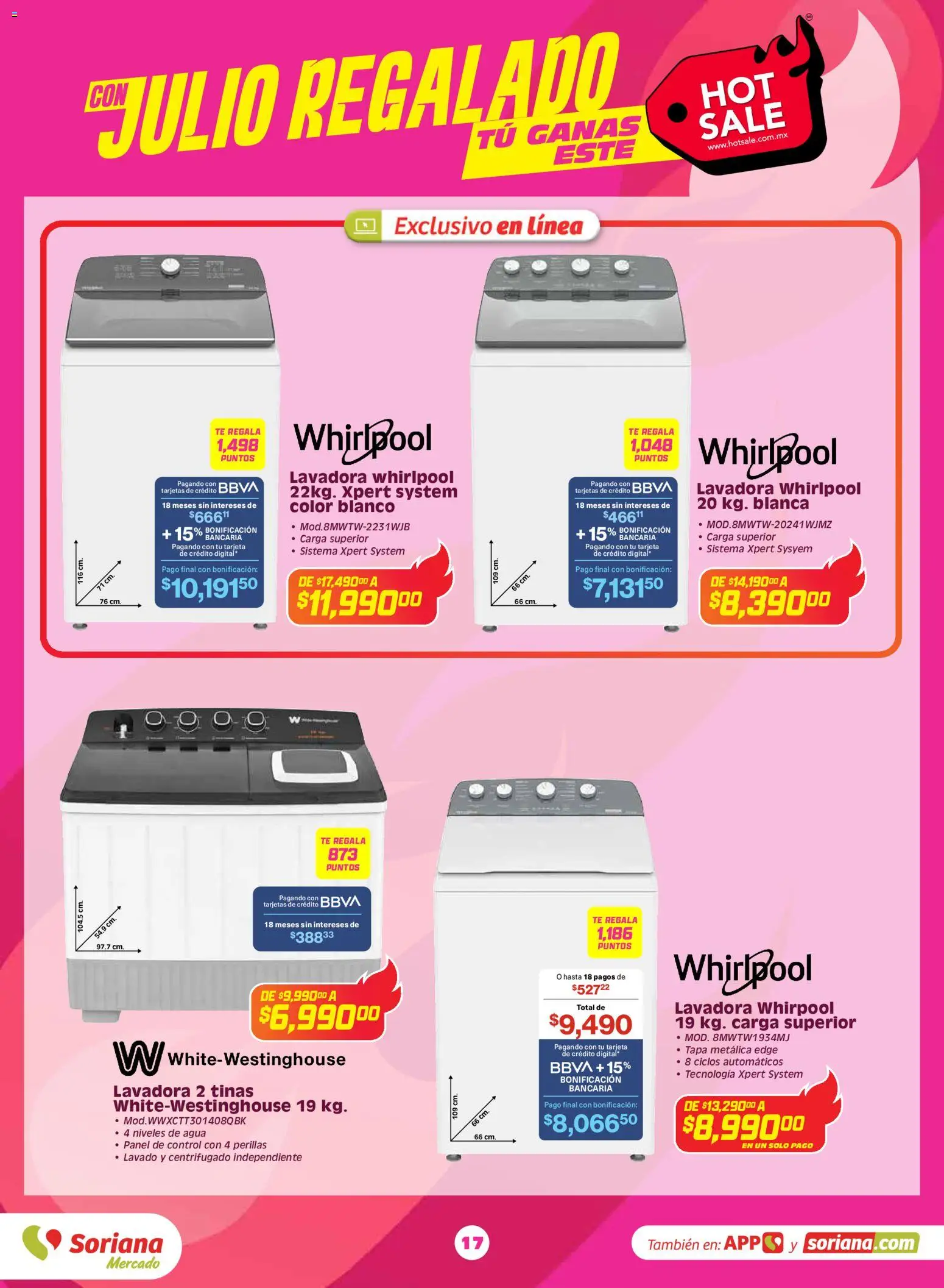 Nuevas ofertas de Soriana válidas en toda la República Mexicana desde el 25.05.2026. ¡Encuentra las mejores ofertas en Soriana Hot Sale Mercado Nacional! | Página: 17 | Productos: Agua, Lavadora, Té