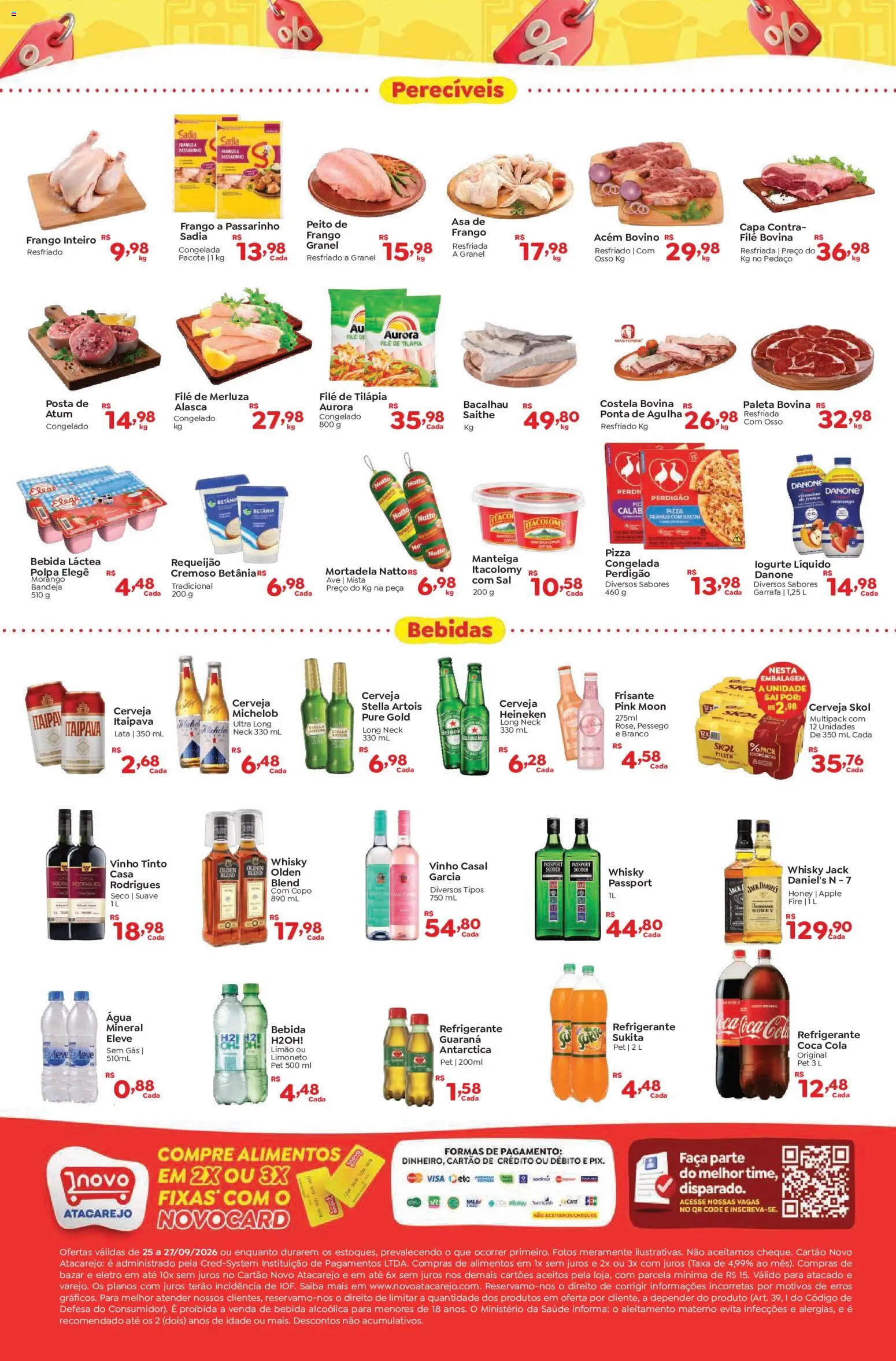 Novo Atacarejo Folheto - válido de 25/09/2026 | Página: 2 | Produtos: Manteiga, Água, Água mineral, Bacon