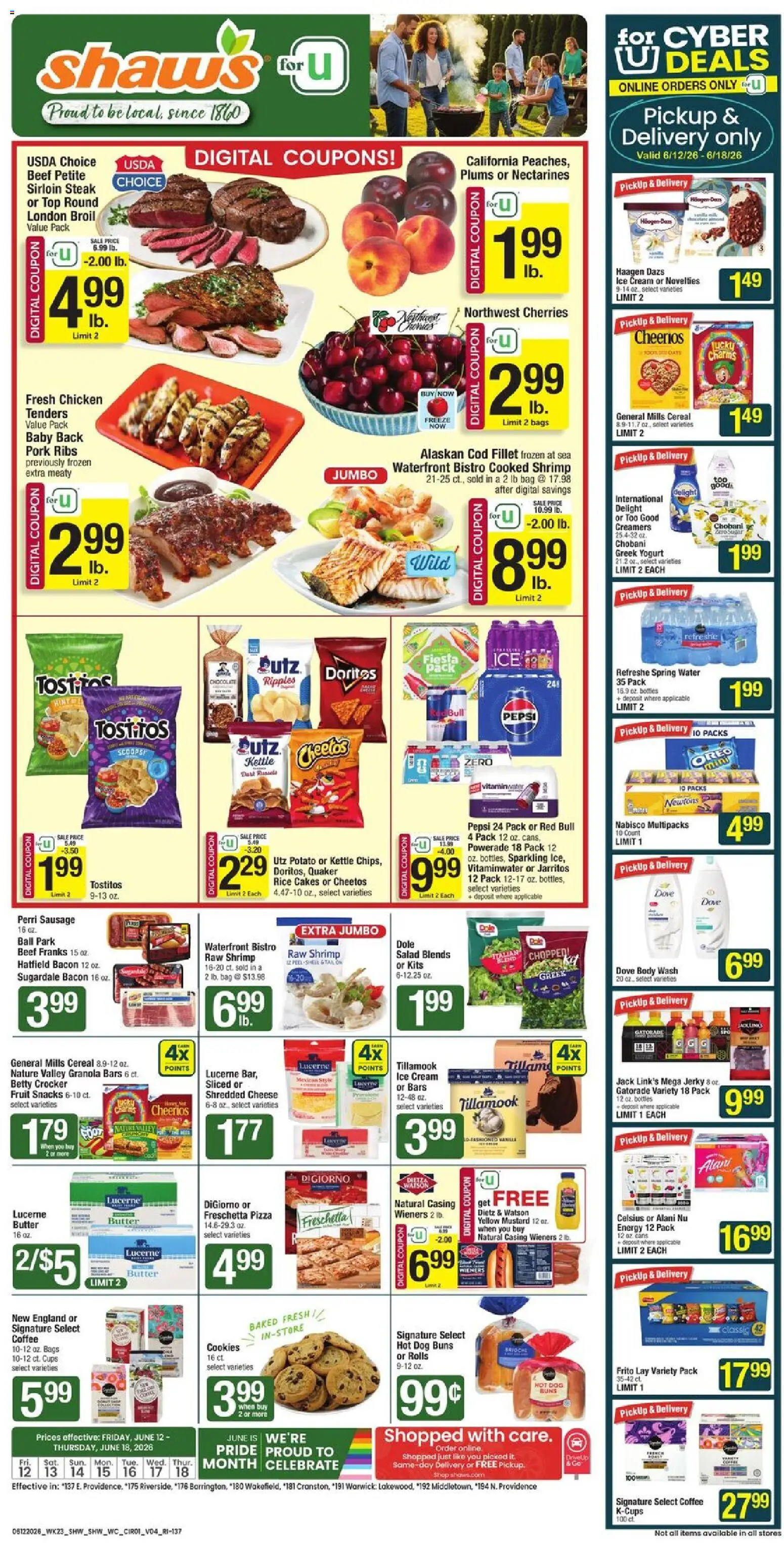 Shaw's Weekly Ad - RI - valid from 12.06.2026 | Page: 1 | Products: Vitamin, Yogurt, Chocolate, Ice cream