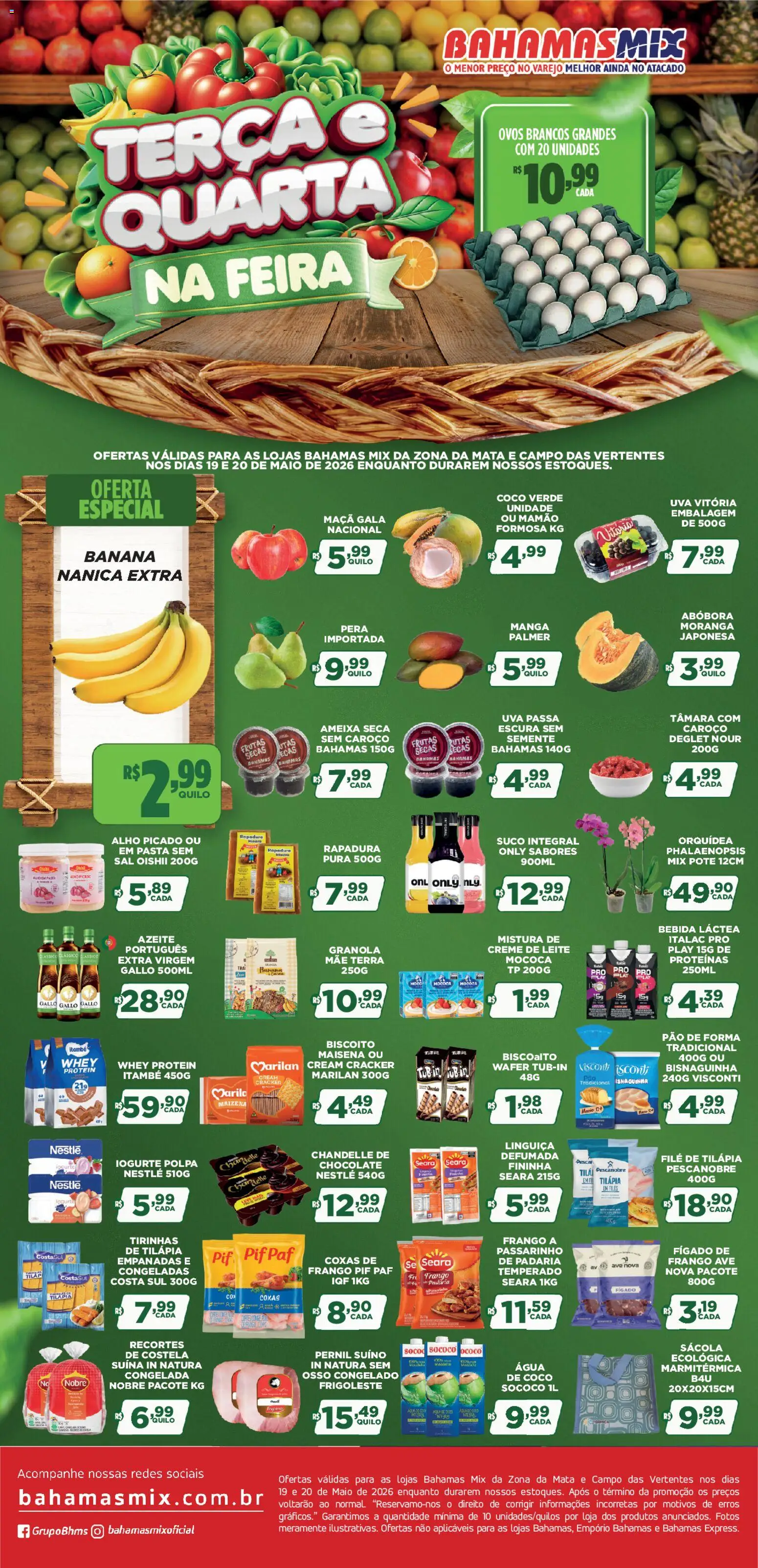 Bahamas Mix Folheto - válido de 19.05.2026 | Página: 1 | Produtos: Linguiça, Maiô, Granola, Creme de leite