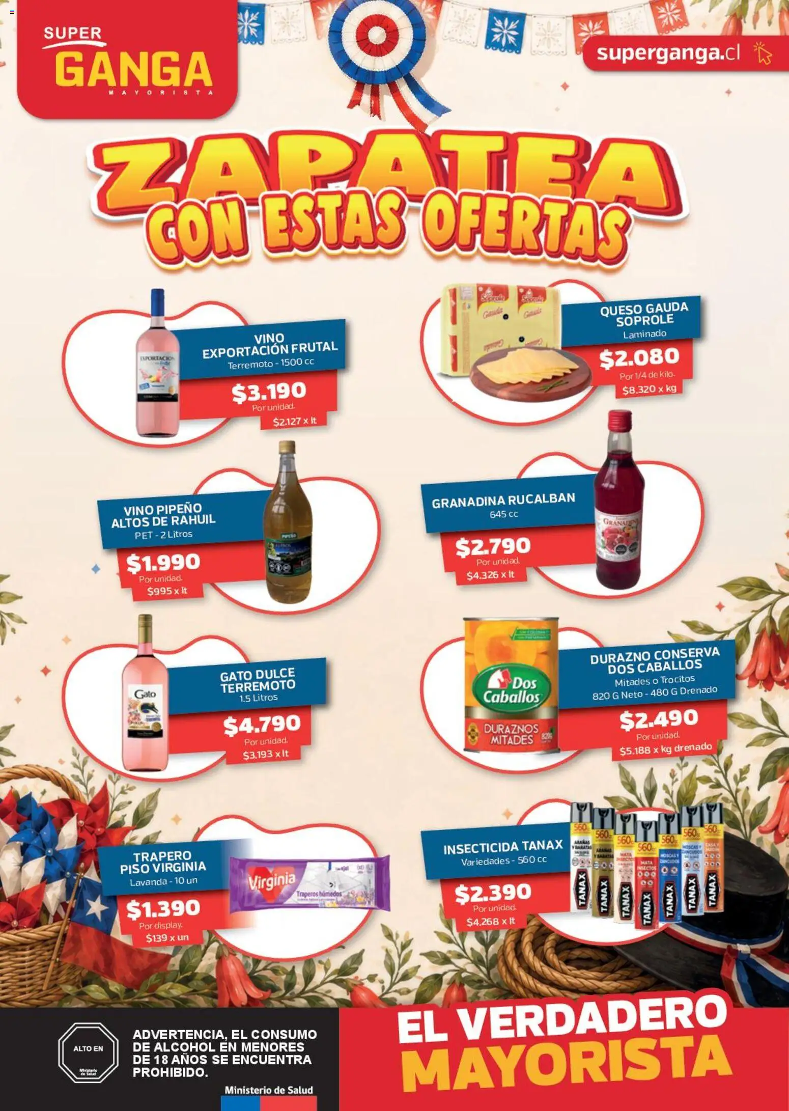 Super Ganga Ofertas │ válido desde el 22.09.2026 | Página: 1 | Productos: Mate, Insecticida, Duraznos, Alcohol