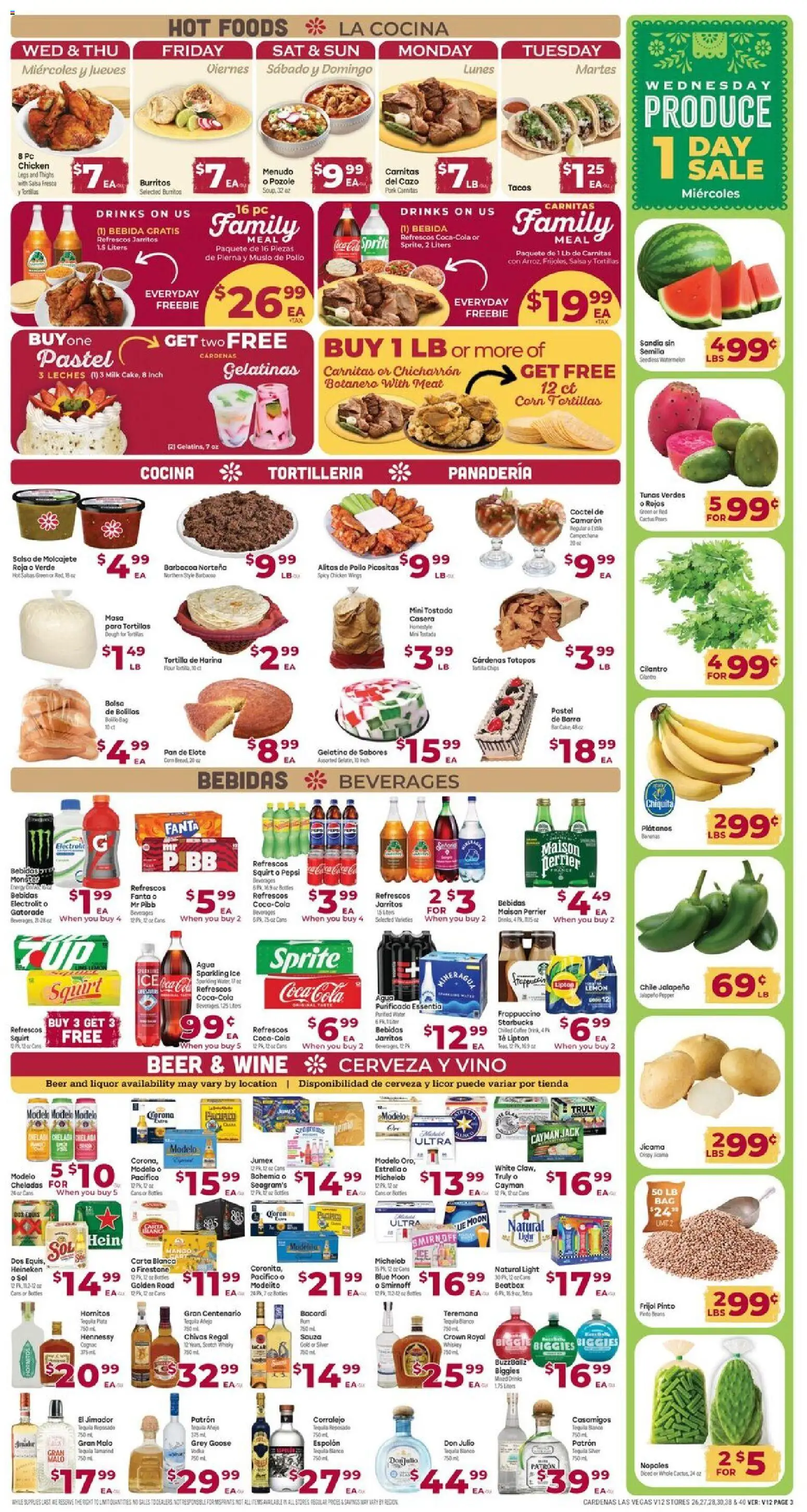 Cardenas Weekly Ad - valid from 09/16/2026 | Page: 3 | Products: Tequila, Pork, Bacardi, Sprite