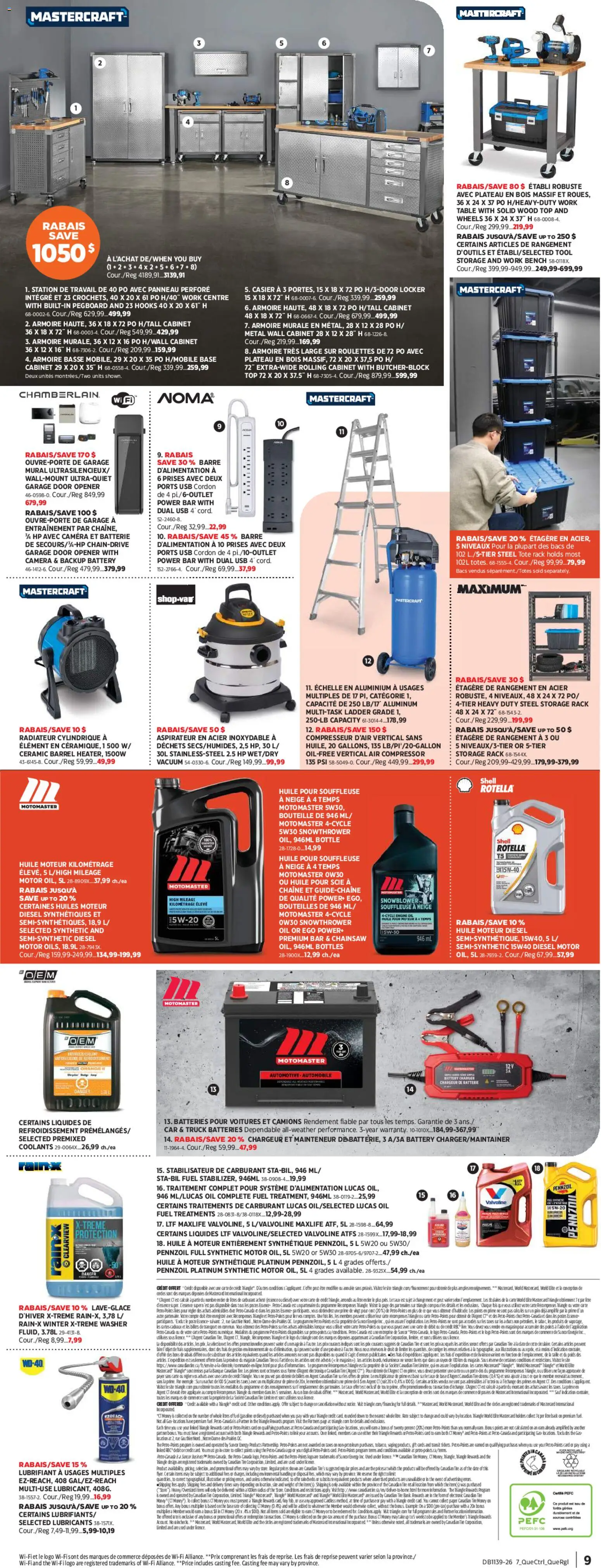 Canadian Tire flyer valid from Sep 24, 2026 | Page: 9 | Products: Gin, Table, Cabinet, Oil