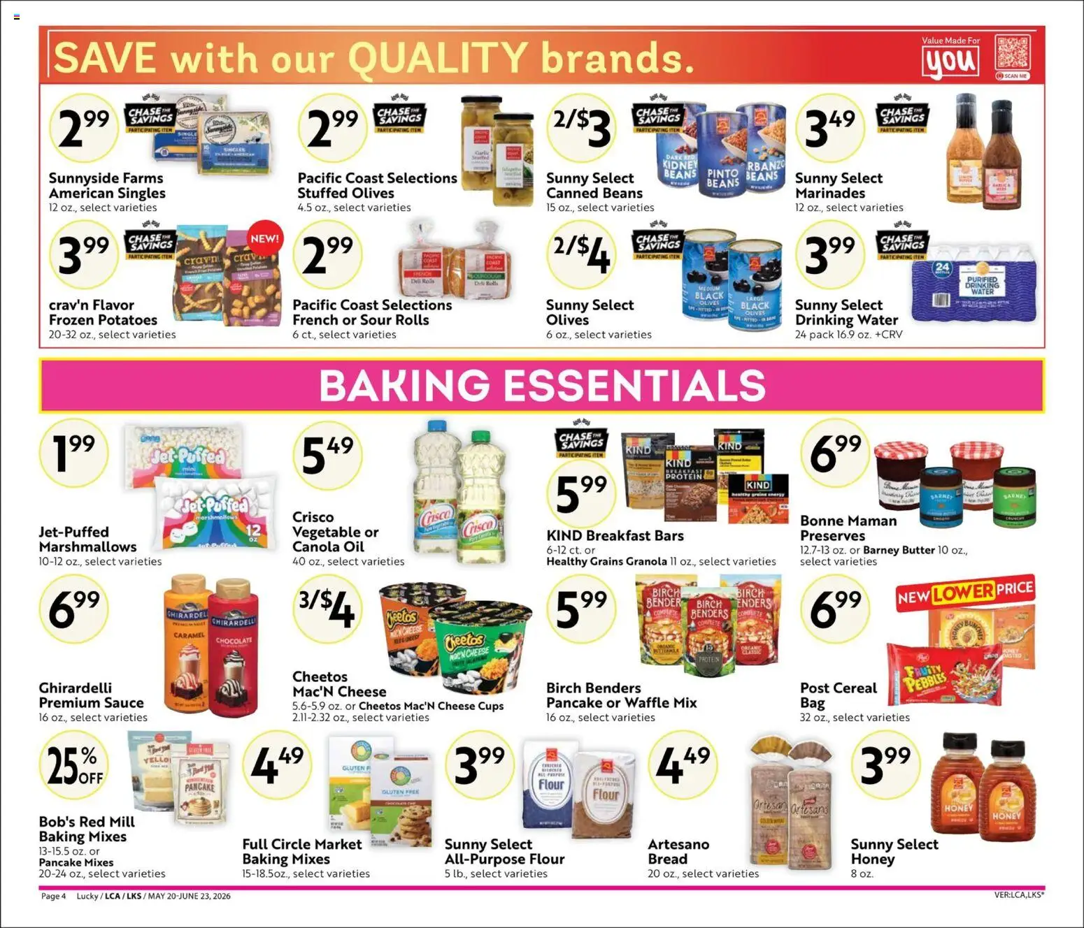 Lucky Supermarkets Big Book of Savings - valid from 20.05.2026 | Page: 4 | Products: Oil, Chocolate, Potatoes, Sauce