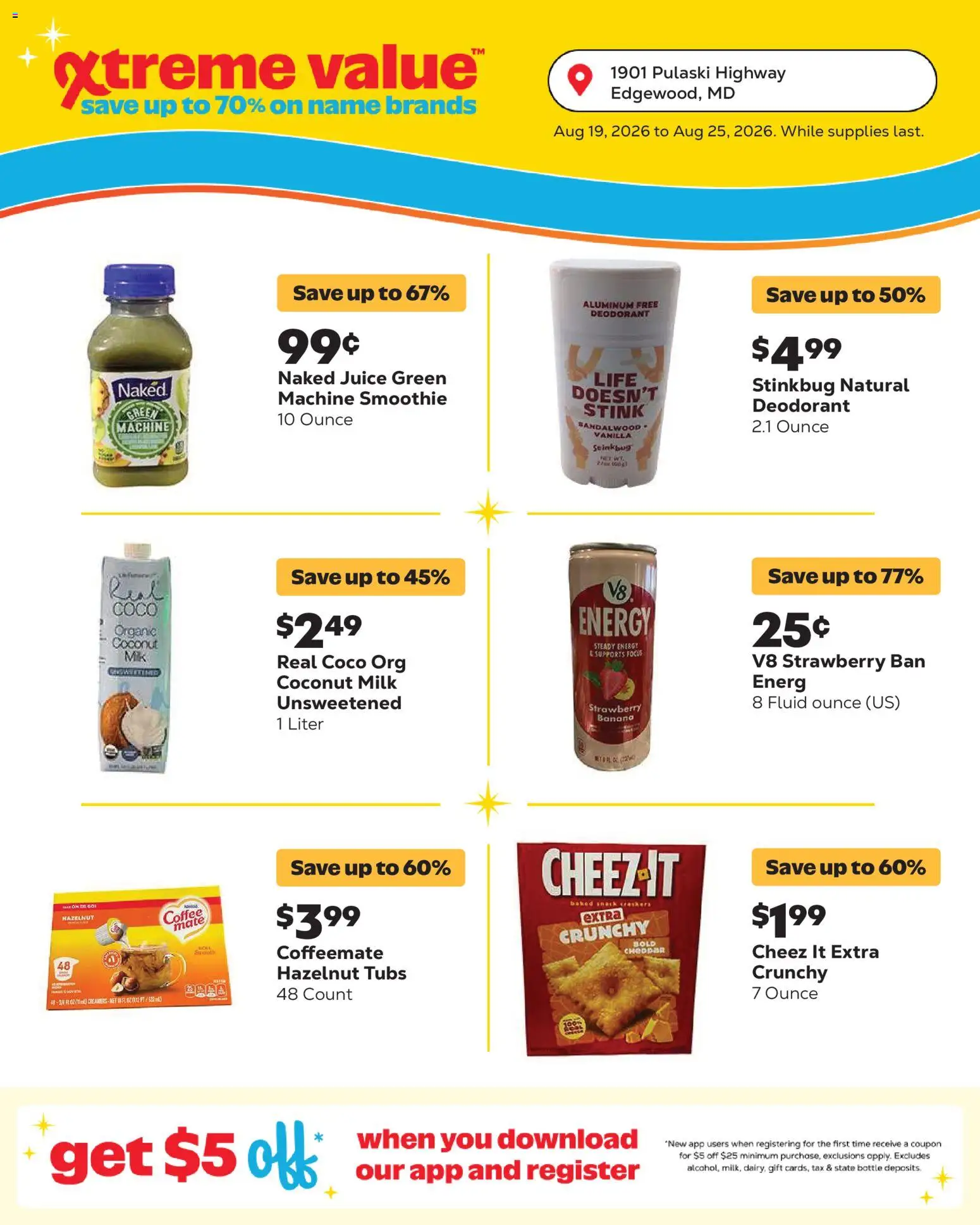 Grocery Outlet Weekly Ad - valid from 08/19/2026 | Page: 6 | Products: Juice, Deodorant, Coconut, Coconut milk