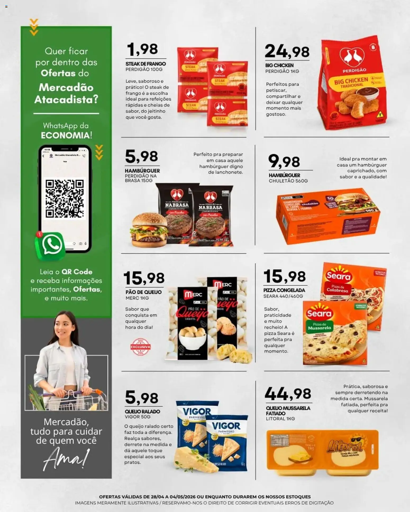 Mercadão Atacadista Folheto - válido de 28.04.2026 | Página: 3 | Produtos: Queijo, Pão, Queijo ralado, Hambúrguer