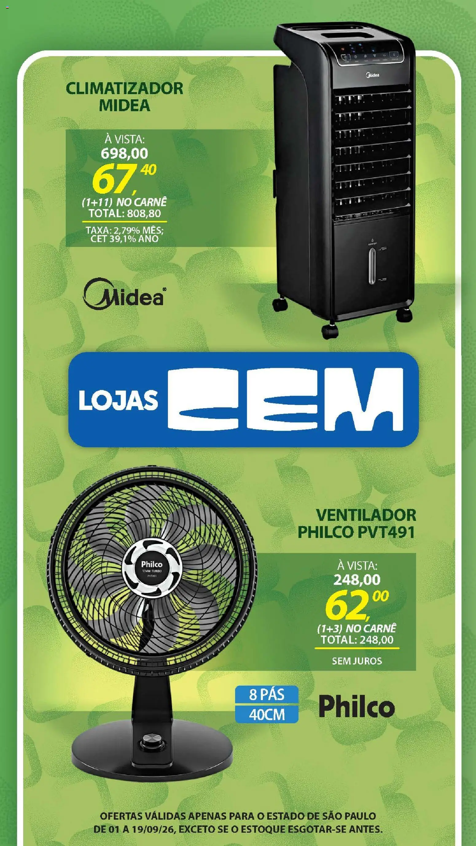Lojas Cem Folheto - válido de 01/09/2026 | Página: 124 | Produtos: Ventilador, Carne
