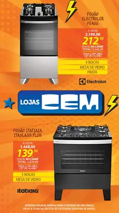 Lojas Cem - Ofertas atuais - Pré-Visualização do folheto da loja Lojas Cem, válido de 01/08/2026 | Página: 40 | Produtos: Fogão, Mesa, Carne