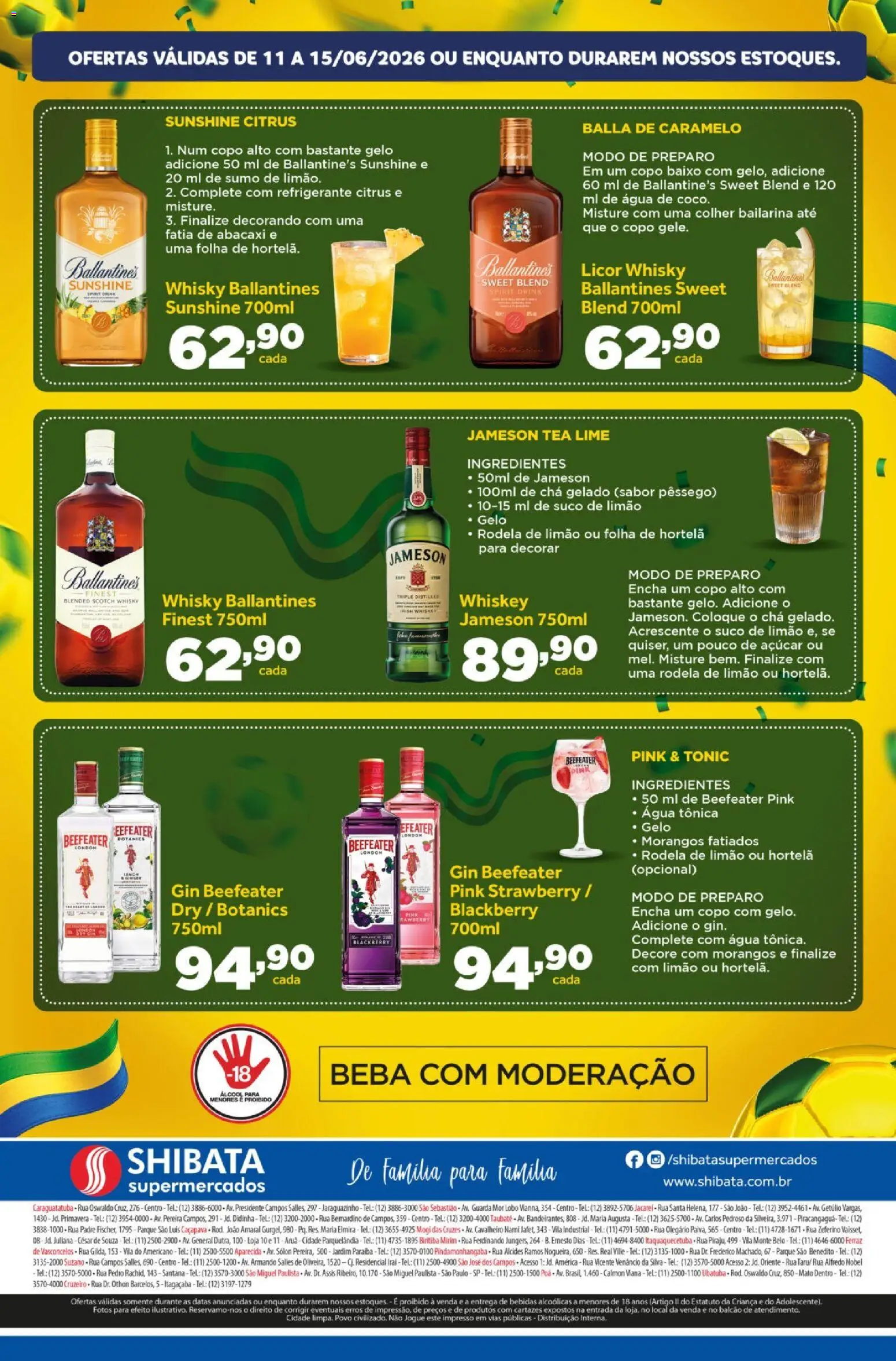 Shibata Folheto - válido de 11.06.2026 | Página: 2 | Produtos: Água tônica, Licor, Suco, Baixo