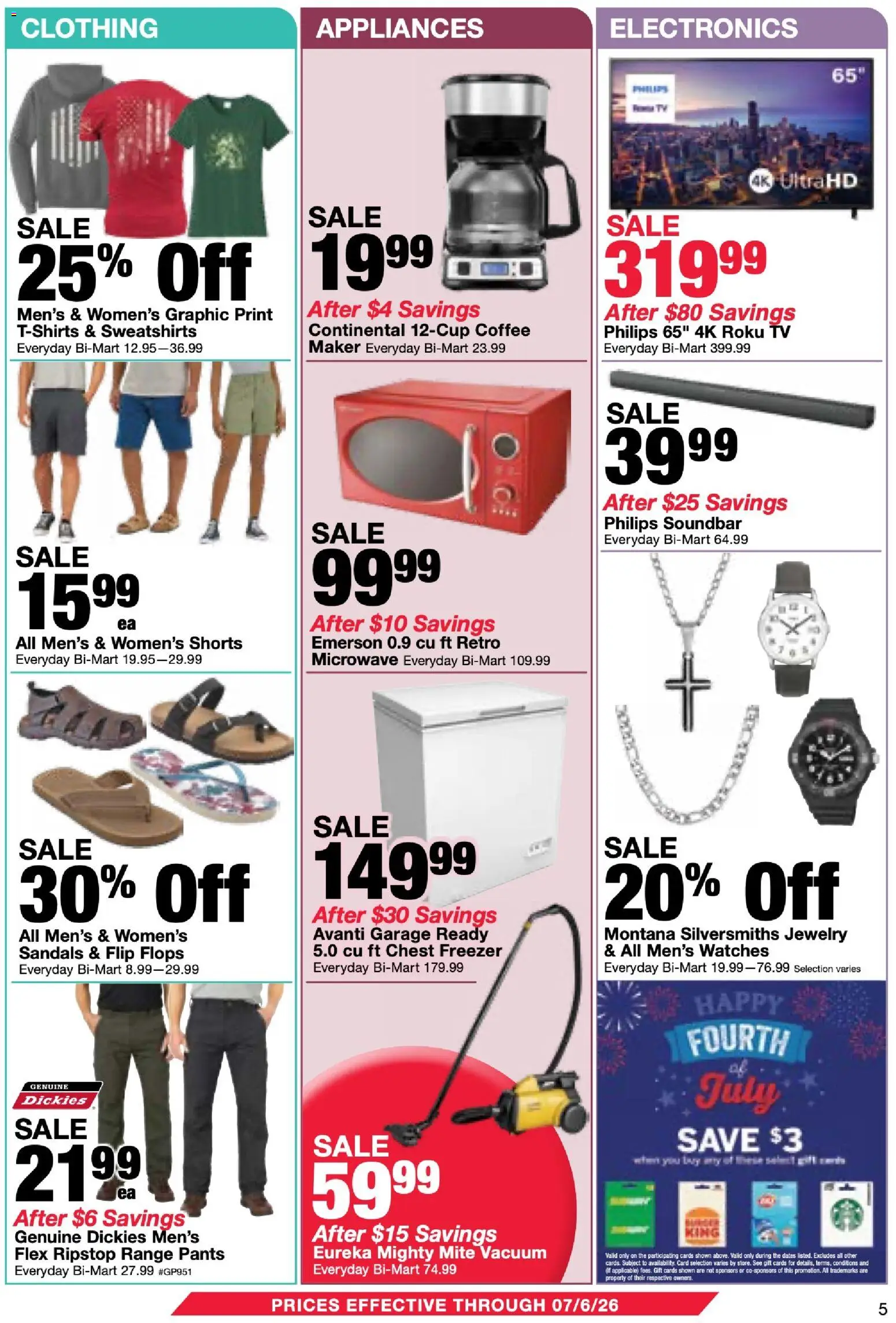 Bi-Mart Membership Savings Book - valid from 06/23/2026 | Page: 5 | Products: Coffee, Microwave, Tv, Freezer