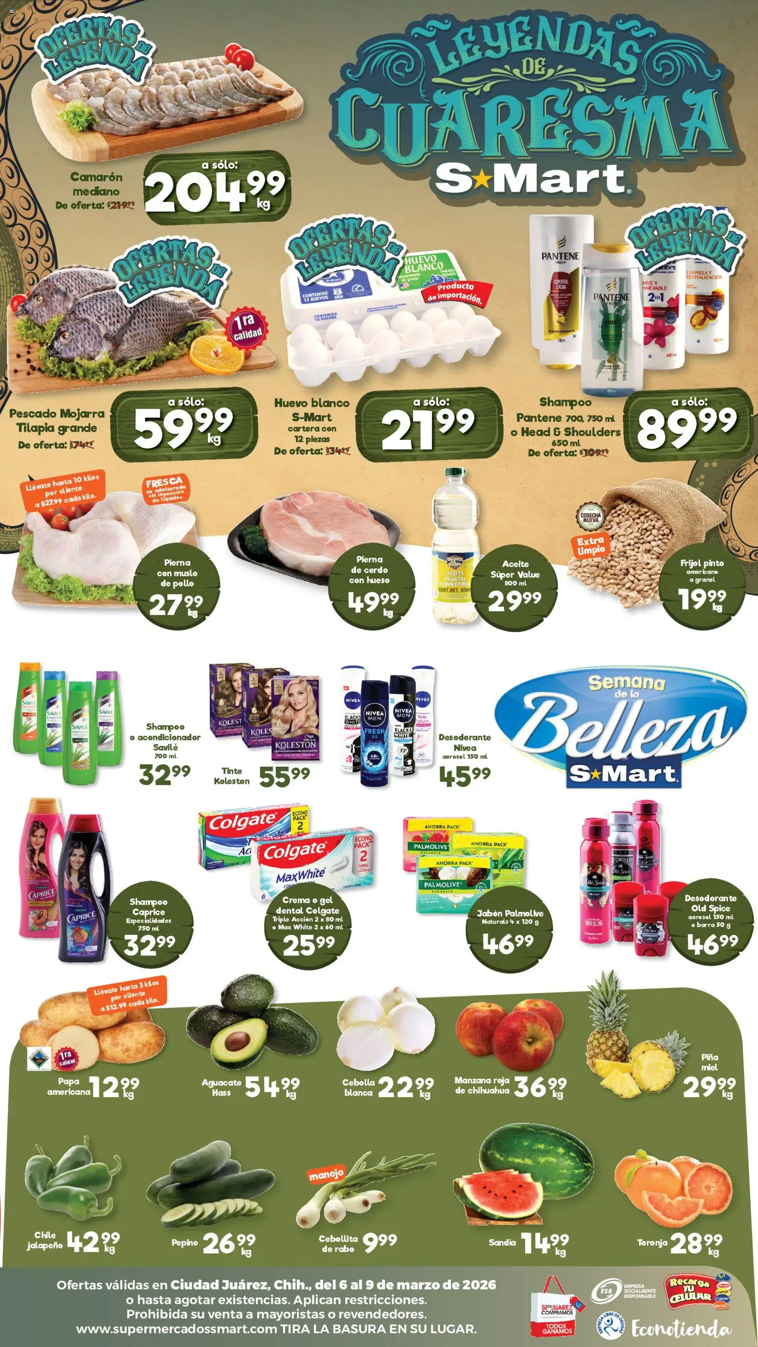 Nuevas ofertas de S-Mart válidas en toda la República Mexicana desde el 06.03.2026. ¡Encuentra las mejores ofertas en S-Mart folleto Juárez! | Página: 2 | Productos: Toronja, Huevos, Barra, Acondicionador