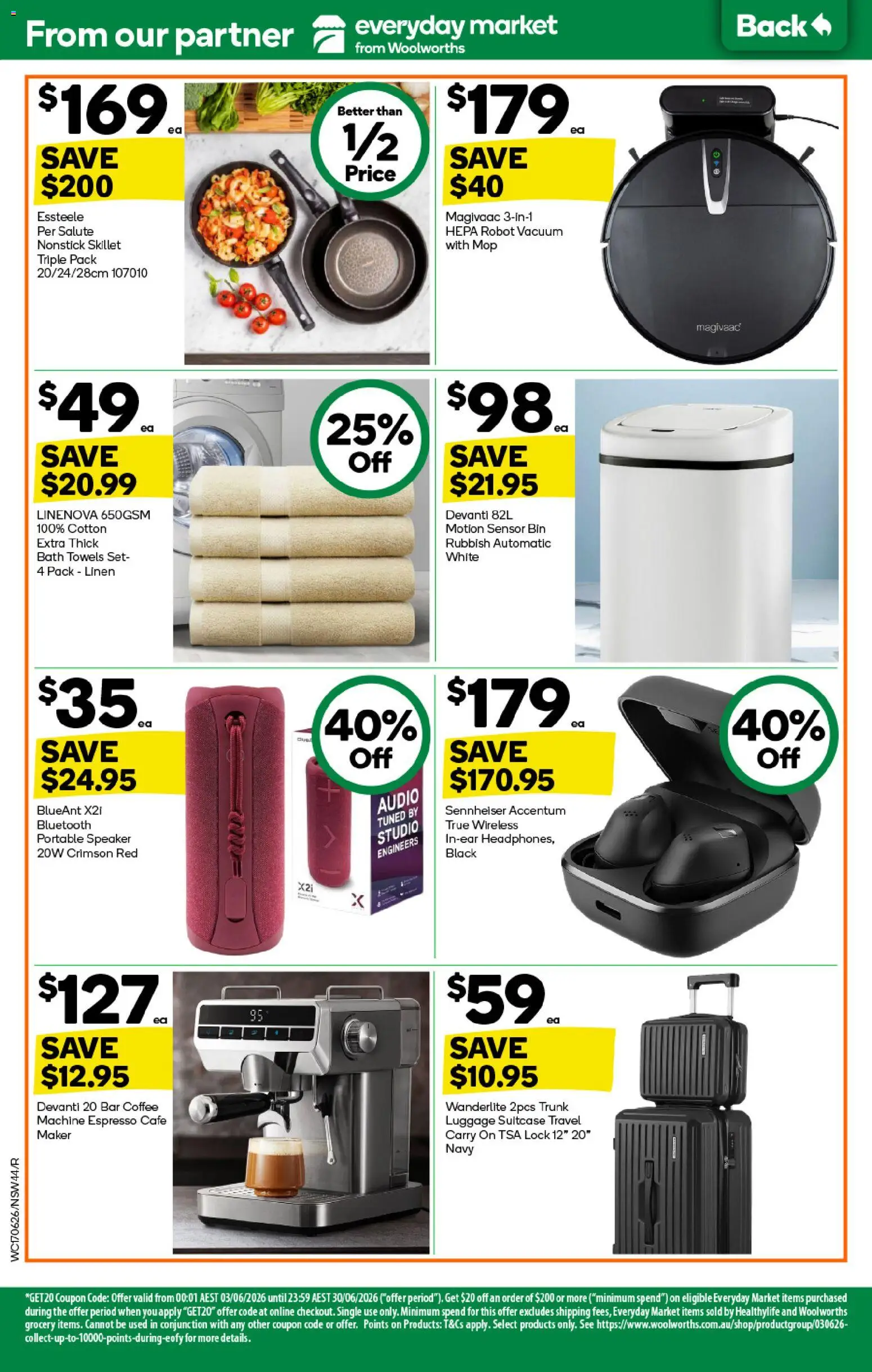 Woolworths catalogue - valid from 17.06.2026 | Page: 44 | Products: Bath, Linen, Mop, Audio
