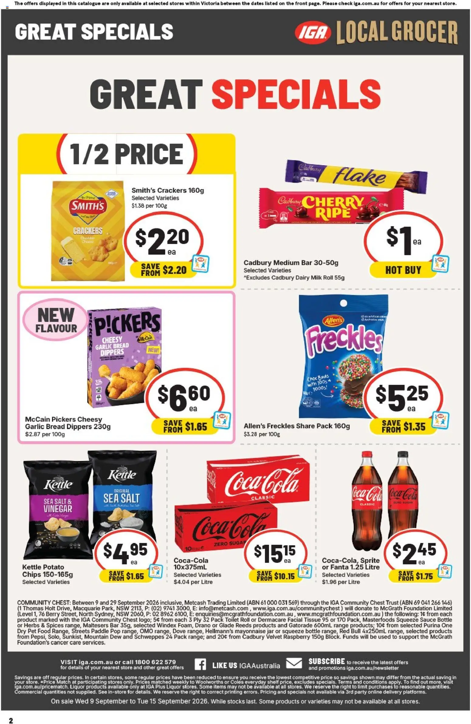 IGA catalogue - valid from 09/09/2026 | Page: 3 | Products: Crackers, Cheddar, Sprite, Foundation