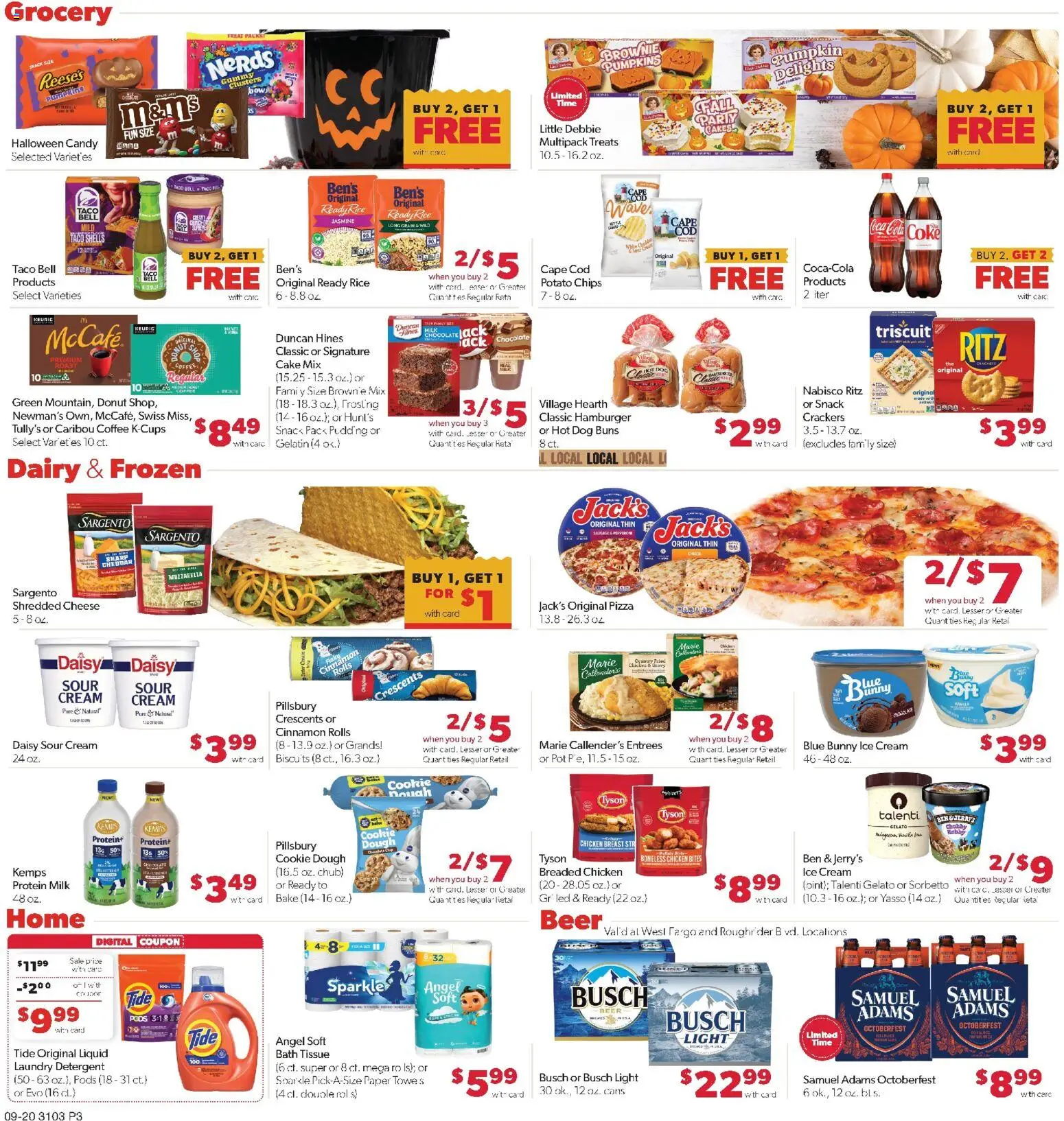 Family Fare Weekly Ad - ND - valid from 09/20/2026 | Page: 3 | Products: Potato chips, Hamburger, Beer, Protein