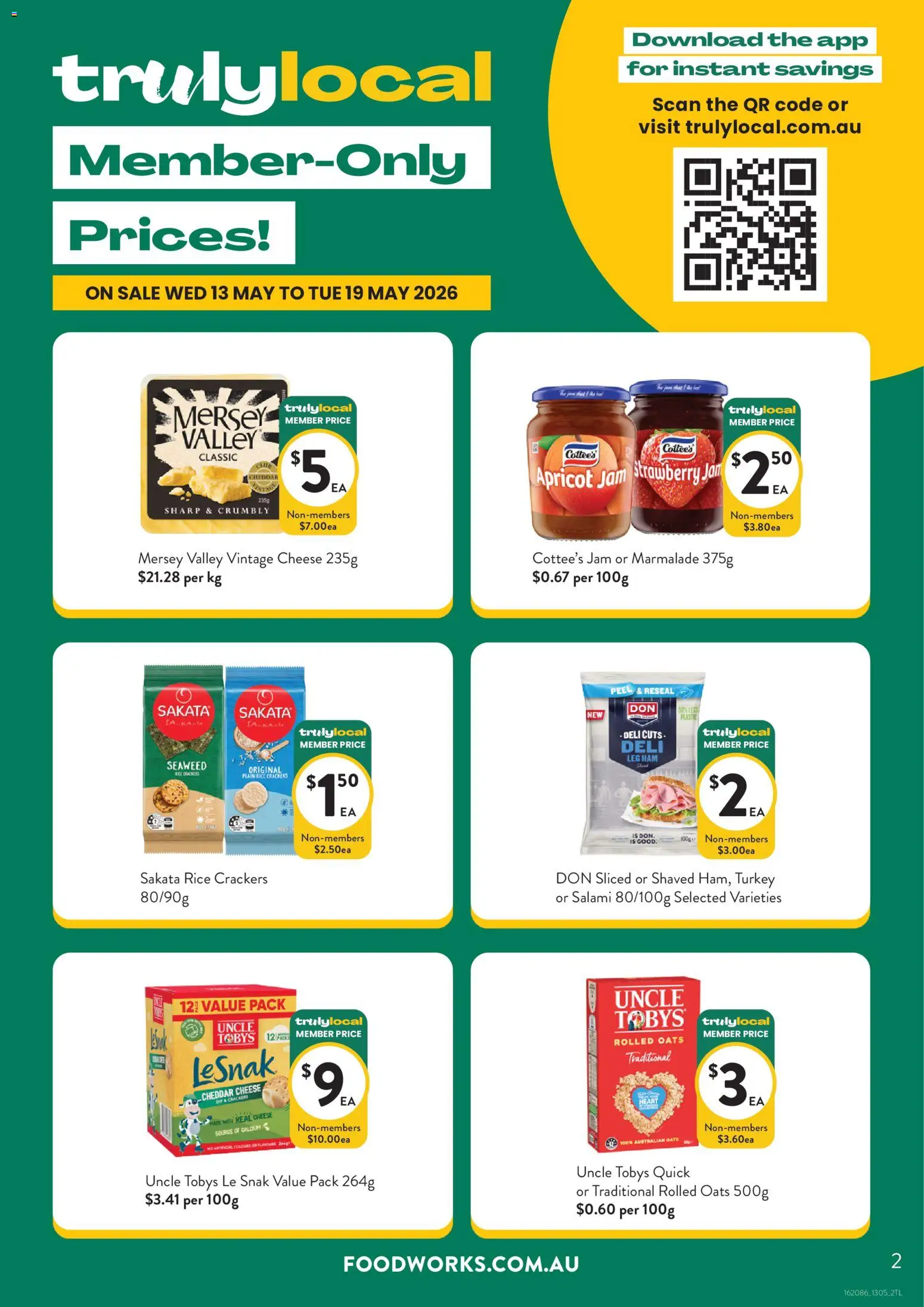 Foodworks catalogue - valid from 13.05.2026 | Page: 2 | Products: Crackers, Cheese, Peel, Oats