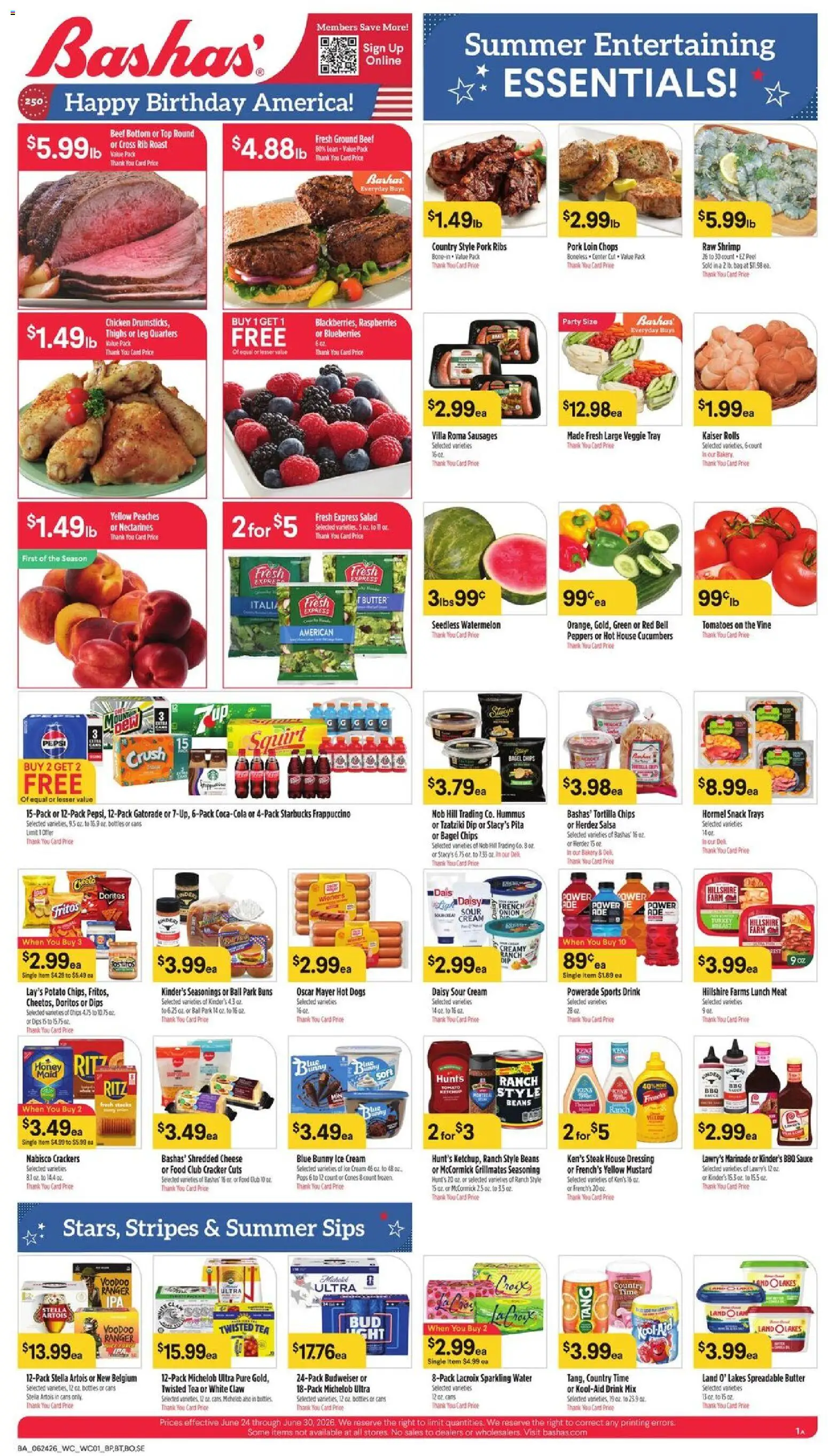 Basha's Weekly Ad - valid from 06/24/2026 | Page: 2 | Products: Bakery, Cheese, Chips, Cream