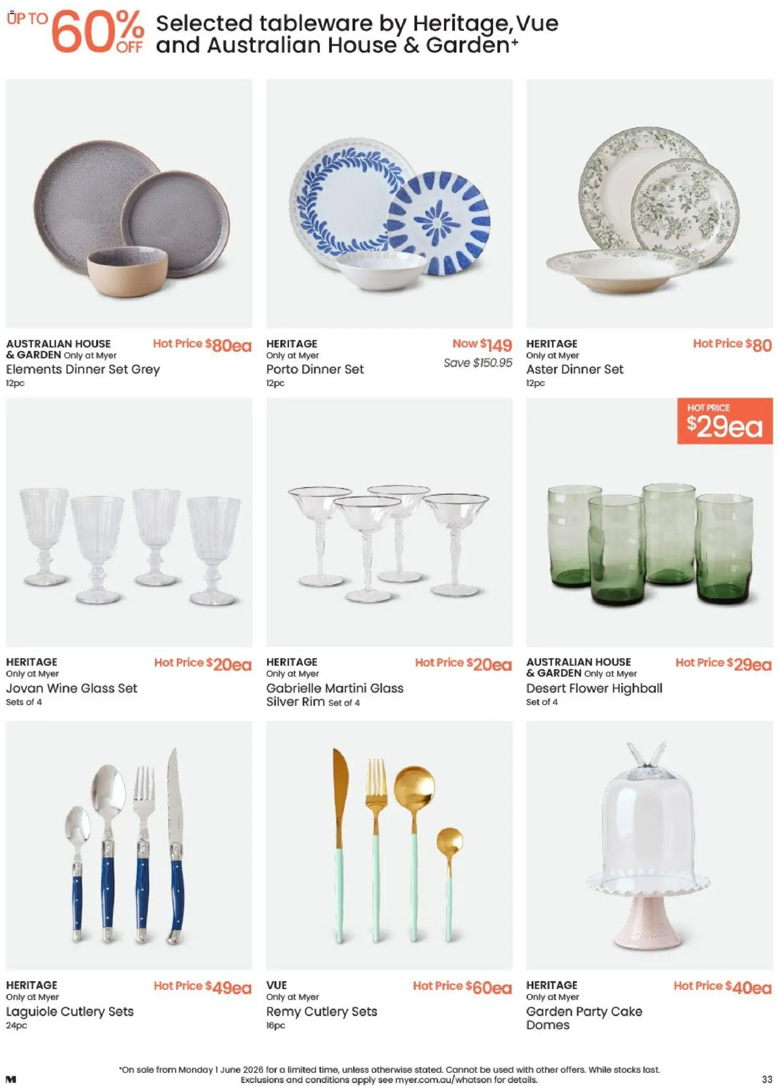Myer catalogue - valid from 01.06.2026 | Page: 33 | Products: Cutlery, Dinner set, Wine