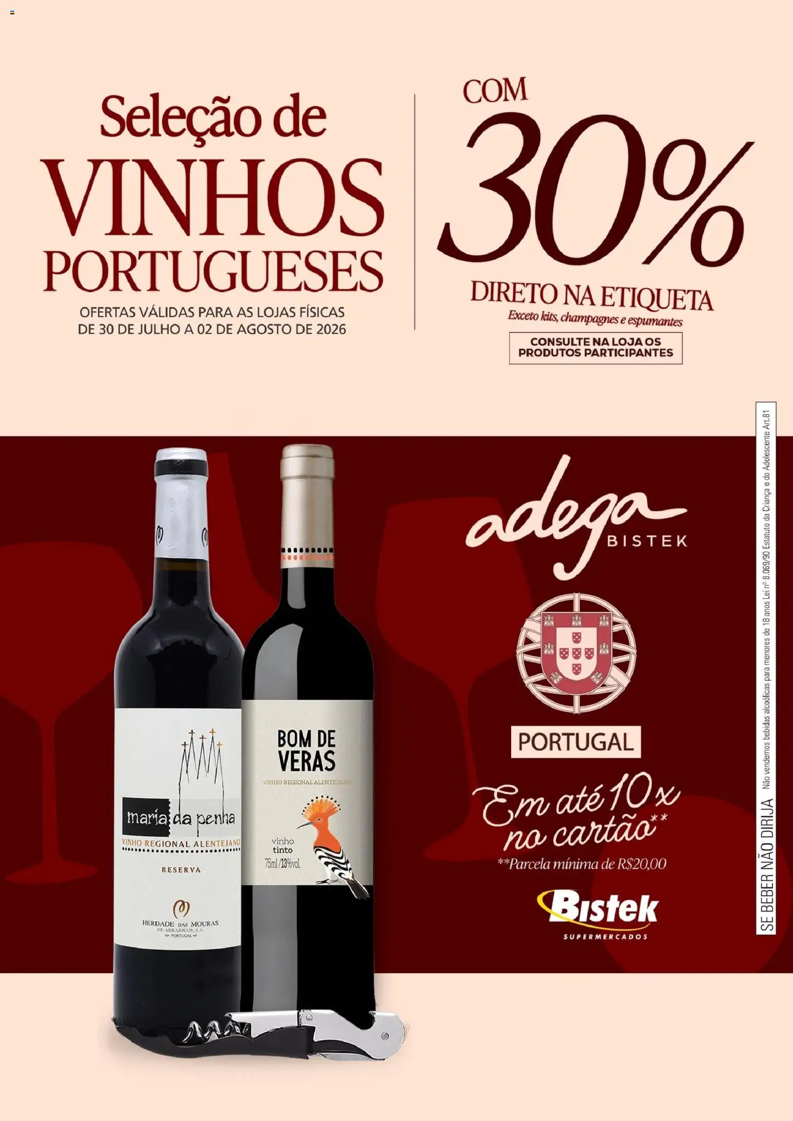 Bistek Supermercados Folheto - válido de 30/07/2026 | Página: 1 | Produtos: Vinho