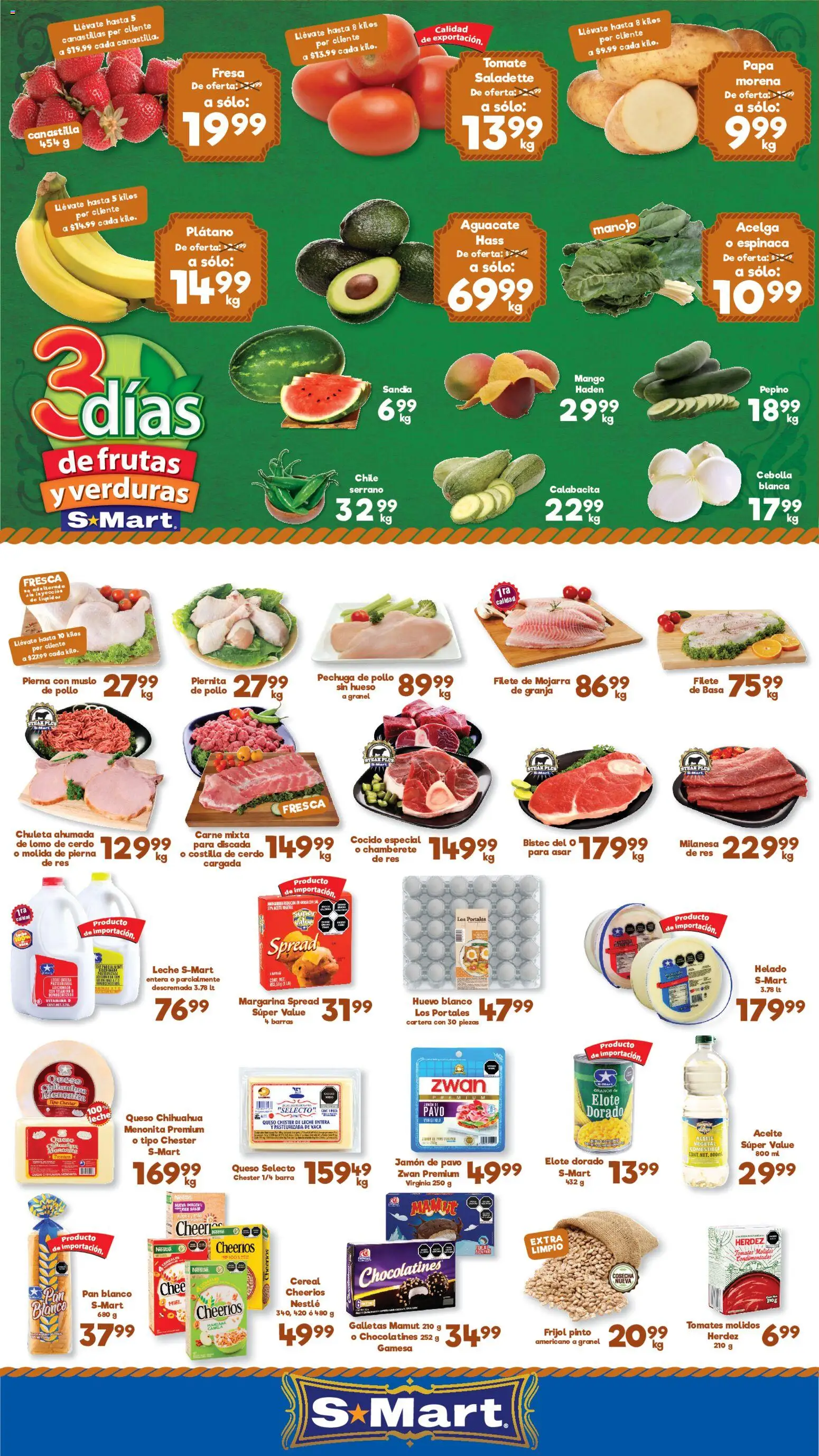 Nuevas ofertas de S-Mart válidas en toda la República Mexicana desde el 30/06/2026. ¡Encuentra las mejores ofertas en S-Mart folleto Nuevo Laredo! | Página: 1 | Productos: Leche, Mango, Aguacate, Cerdo