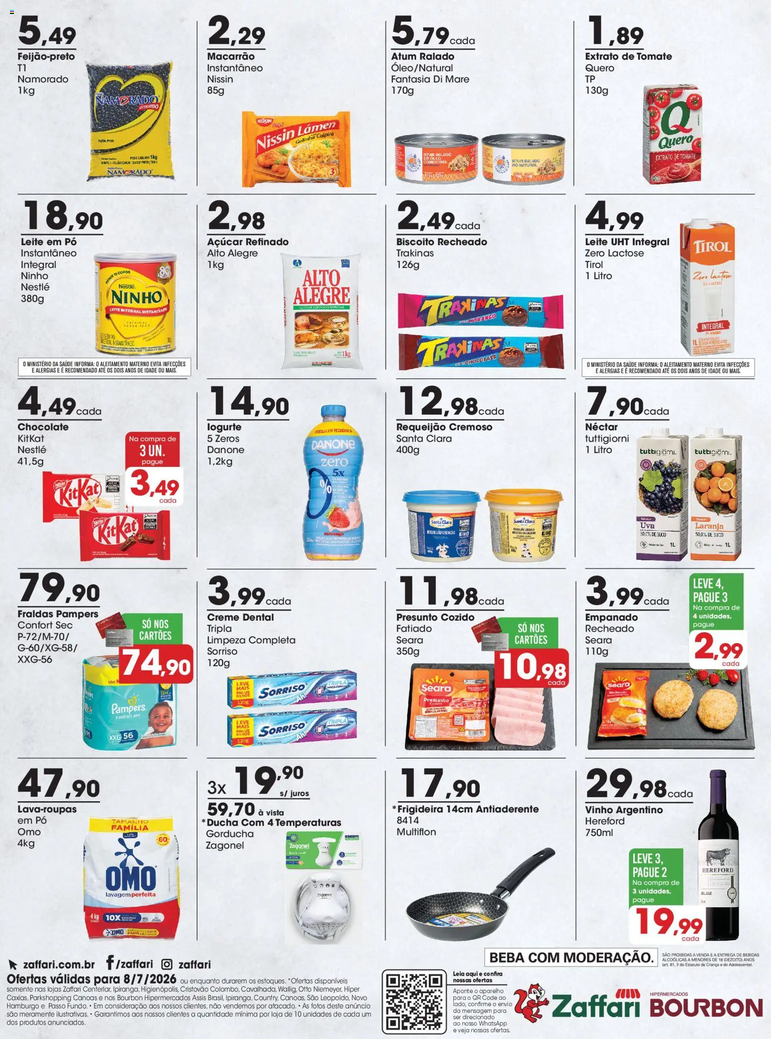 Zaffari Folheto - válido de 08/07/2026 | Página: 2 | Produtos: Presunto, Suco, Atum, Leite em pó