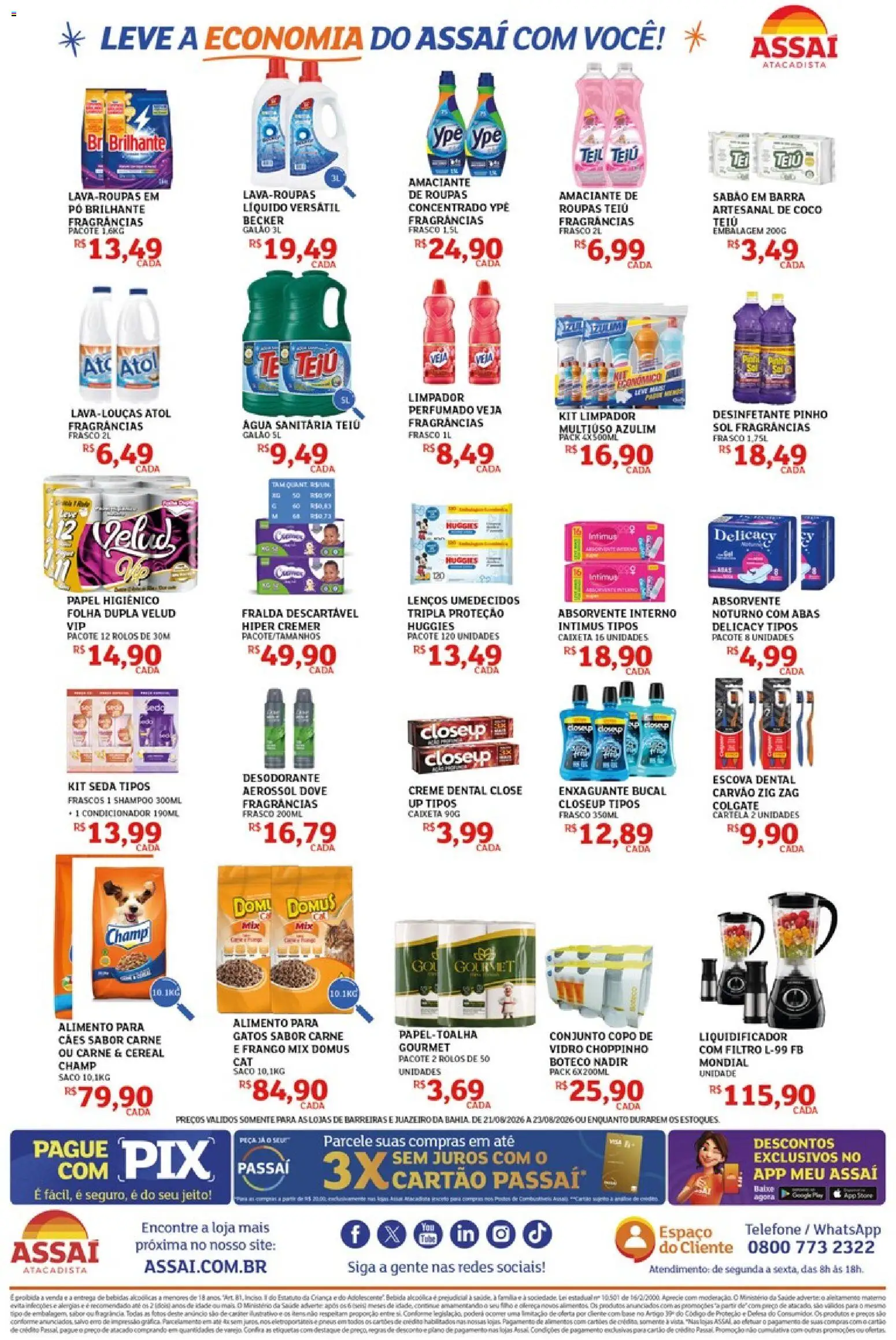 Assaí Atacadista Folheto - válido de 21/08/2026 | Página: 4 | Produtos: Shampoo, Sabão em barra, Liquidificador, Frango