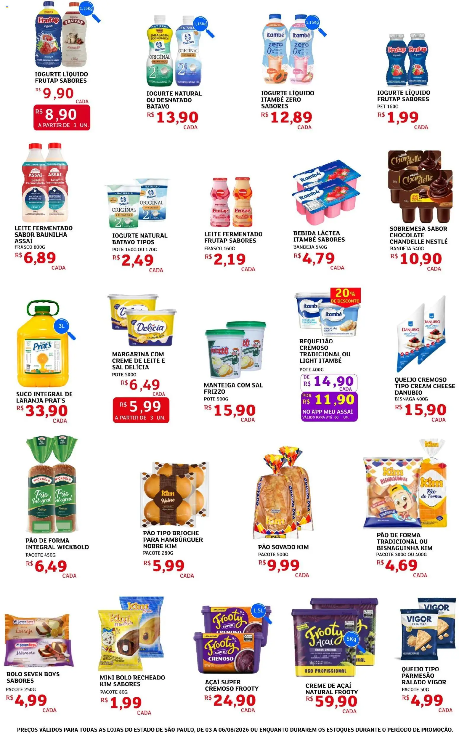Assaí Atacadista Folheto - válido de 03/08/2026 | Página: 4 | Produtos: Pão, Bolo, Bandeja, Sal