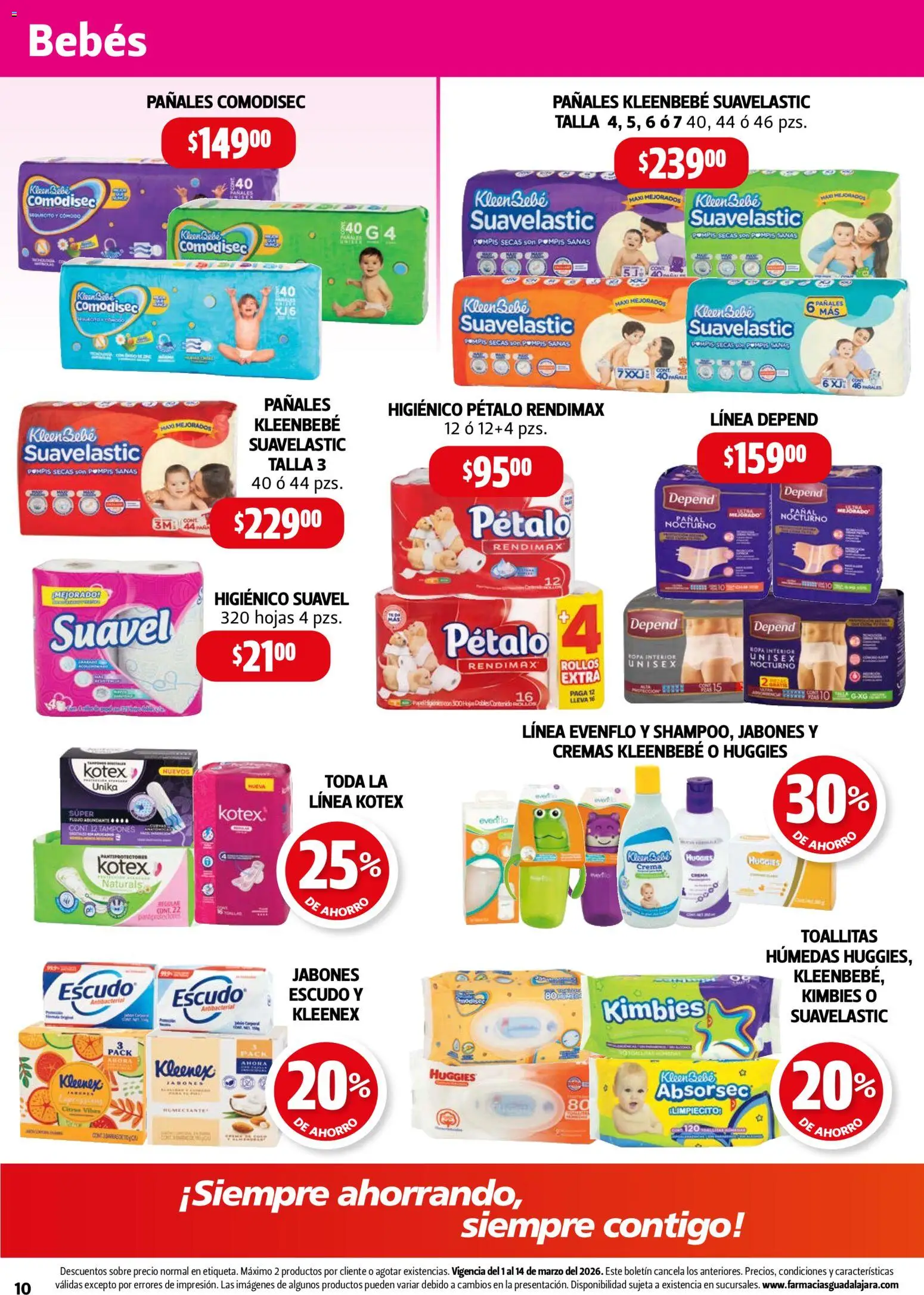 Nuevas ofertas de Farmacia Guadalajara válidas en toda la República Mexicana desde el 01/03/2026. ¡Encuentra las mejores ofertas en Farmacia Guadalajara catálogo! | Página: 10 | Productos: Tampones, Ropa, Ropa interior, Sobre