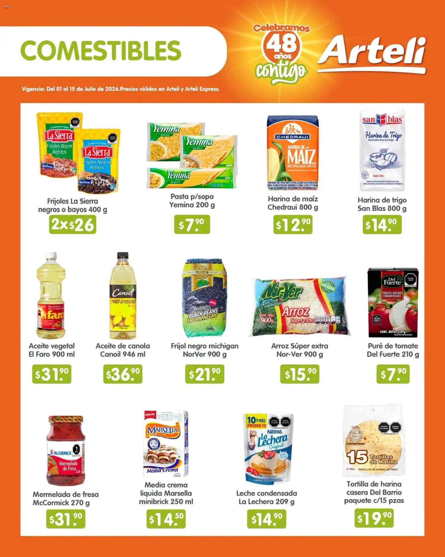 Nuevas ofertas de Arteli válidas en toda la República Mexicana desde el 01/07/2026. ¡Encuentra las mejores ofertas en Arteli folleto Quincenal! | Página: 3 | Productos: Maíz, Harina, Sierra, Té