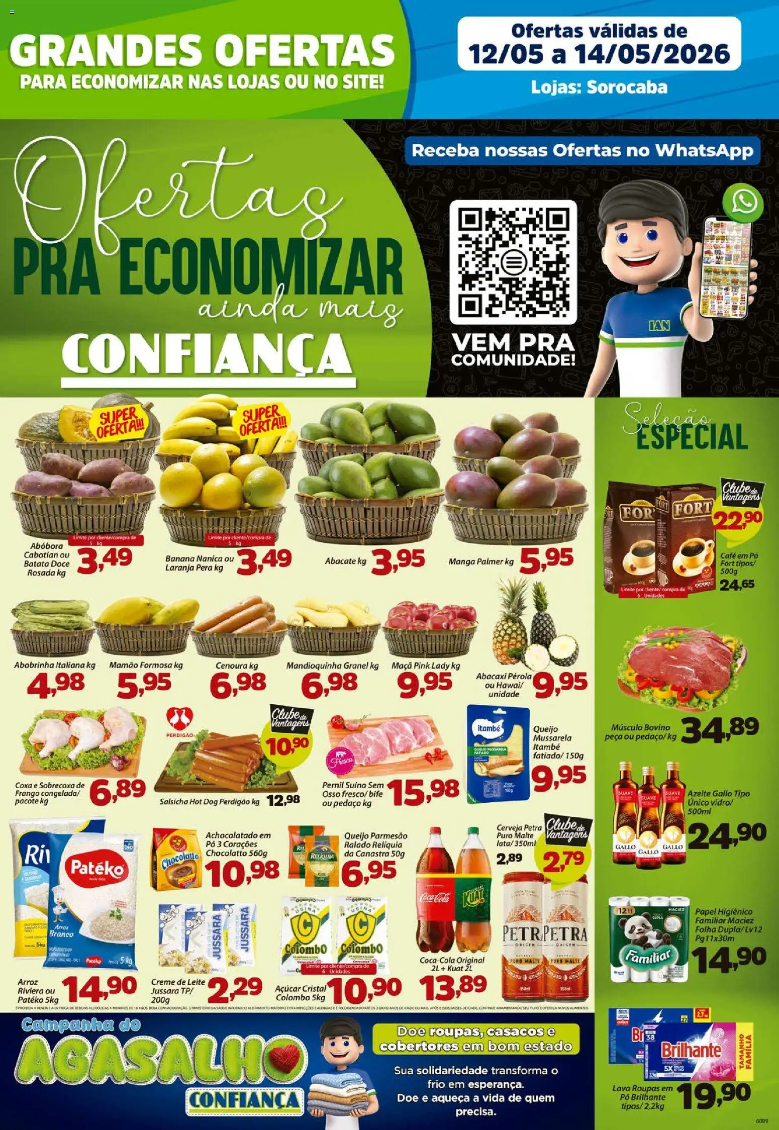 Confiança Folheto - válido de 12.05.2026 | Página: 1 | Produtos: Pera, Salsicha, Parmesão, Arroz