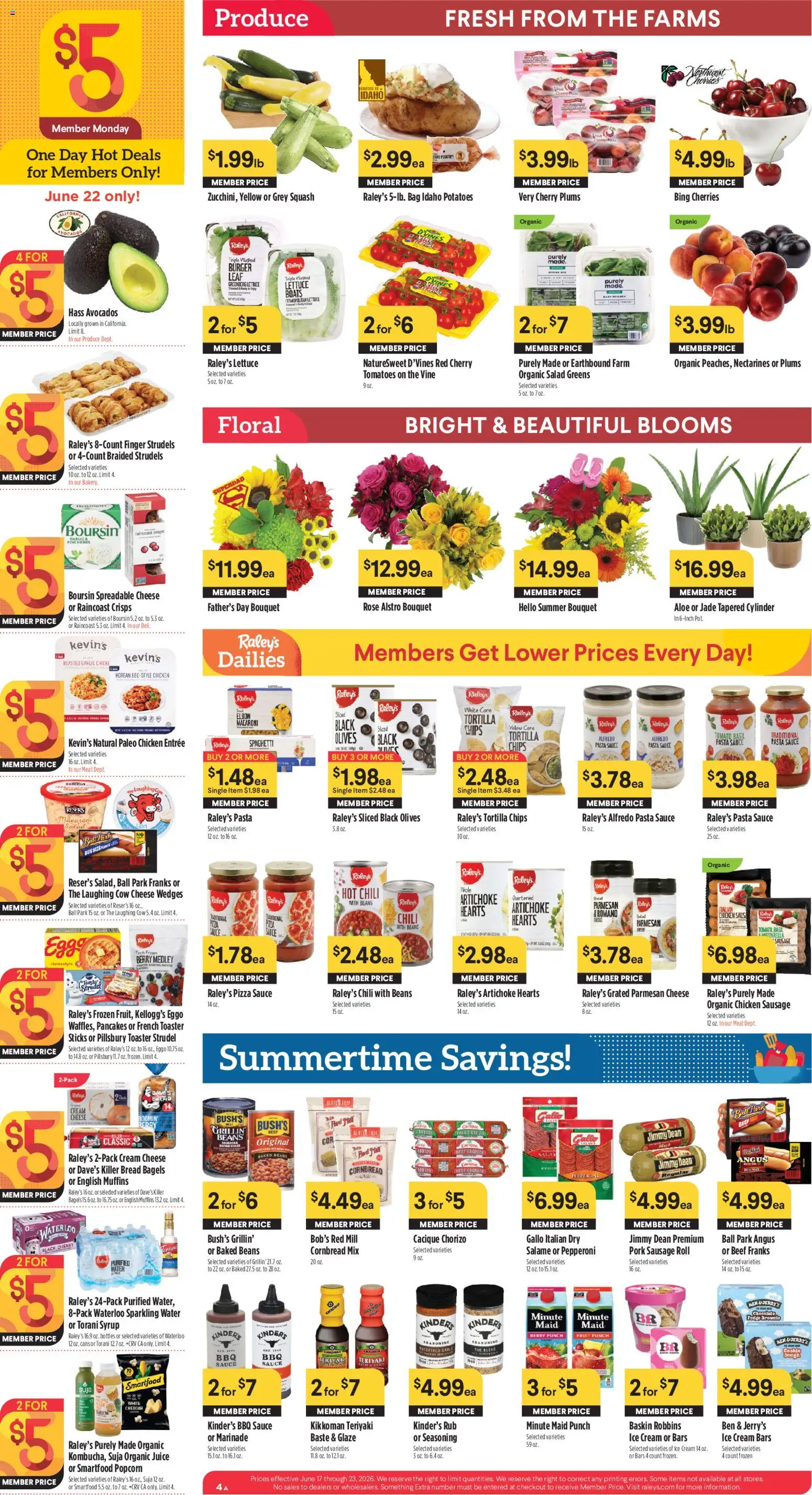 Raley's Weekly Ad - valid from 17.06.2026 | Page: 6 | Products: Bread, Pasta, Chips, Salad