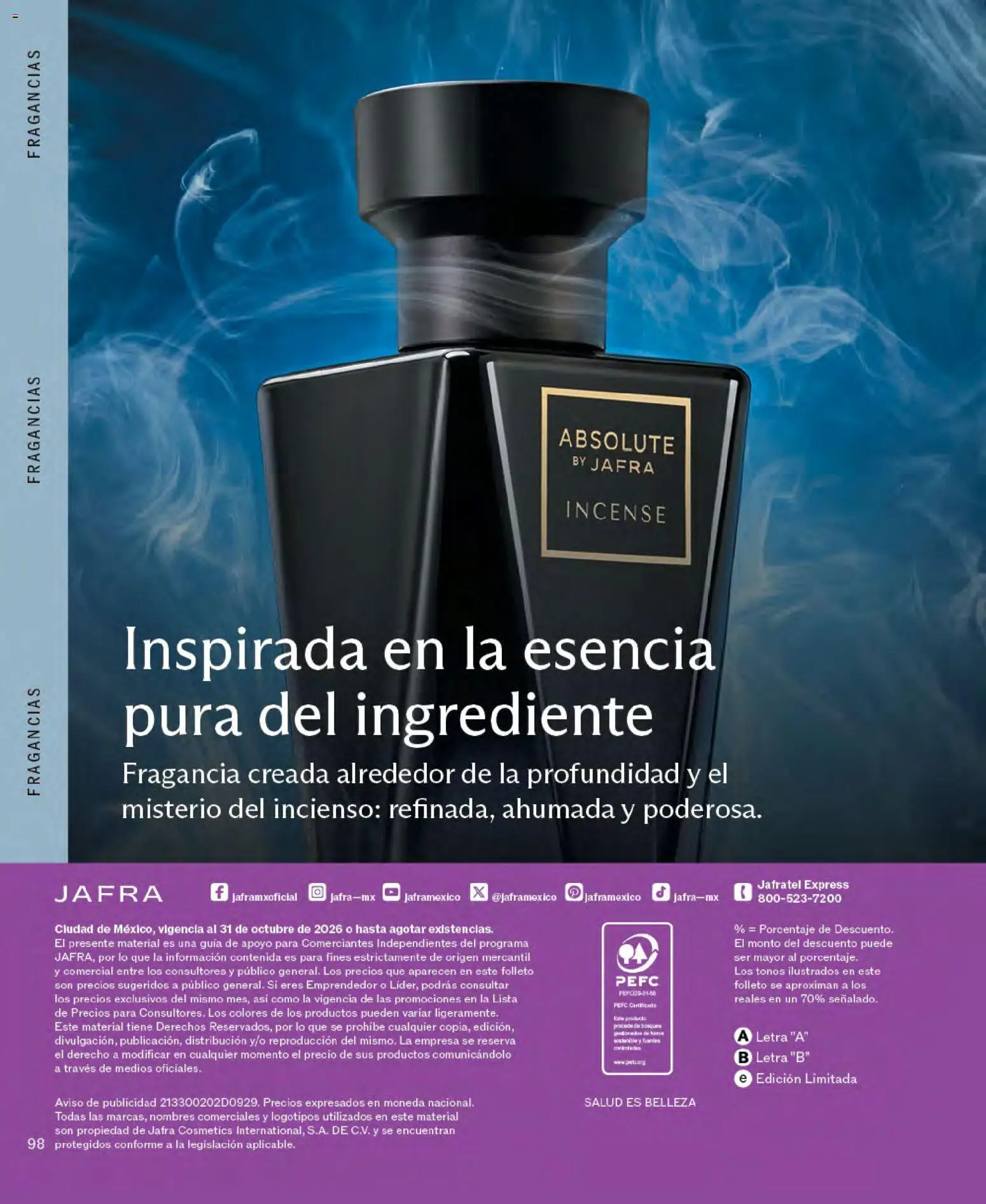 Nuevas ofertas de JAFRA válidas en toda la República Mexicana desde el 01/10/2026. ¡Encuentra las mejores ofertas en JAFRA catálogo! | Página: 98
