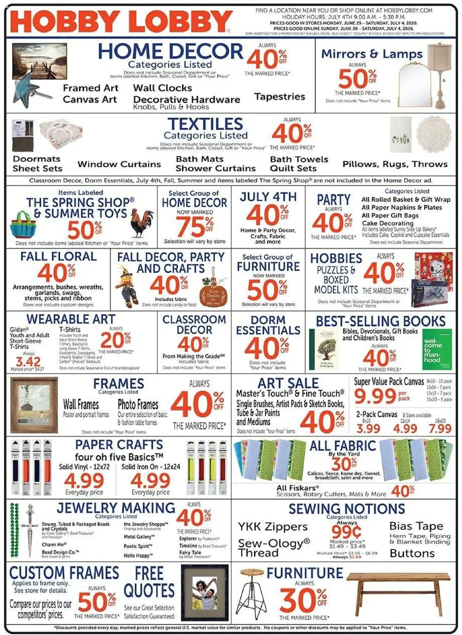 Hobby Lobby Weekly Ad - valid from 06/28/2026 | Page: 1