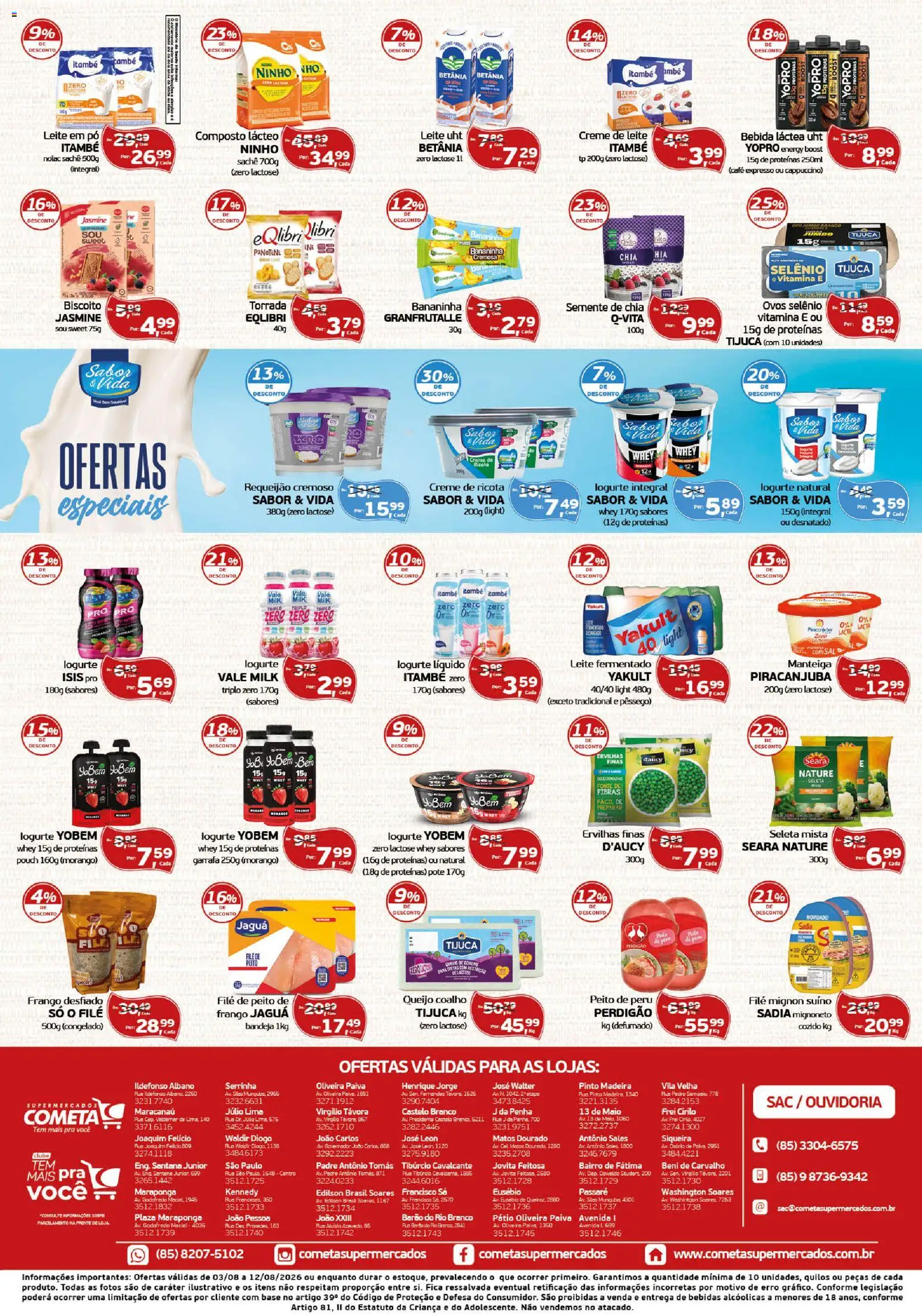 Cometa Supermercados Folheto - válido de 03/08/2026 | Página: 2 | Produtos: Ovos, Peito de peru, Creme de leite, Leite fermentado