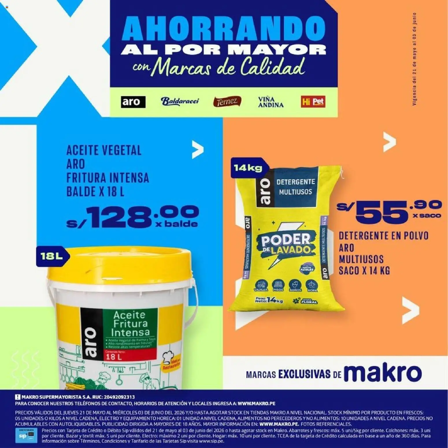 Catálogo Makro válido desde 01.05.2026 | Página: 1 | Productos: Detergente, Aceite, Ropa, Polvo